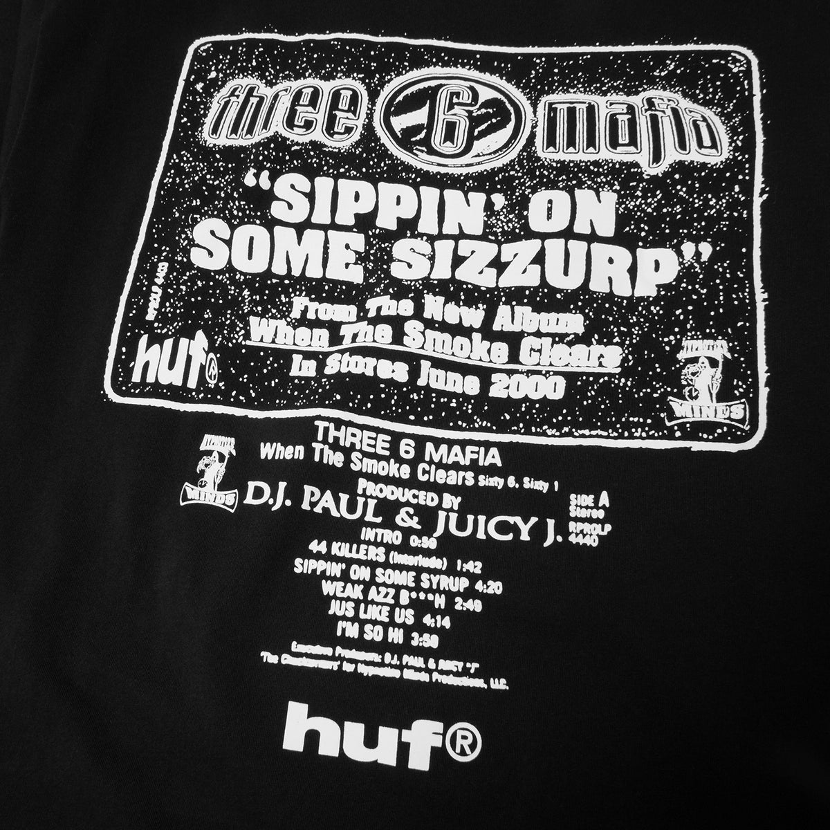 HUF (ハフ) Worldwide JP /T-SHIRTS(Tシャツ)/ huf® X THREE 6 MAFIA SIZZURP TEE商品 / BLACK