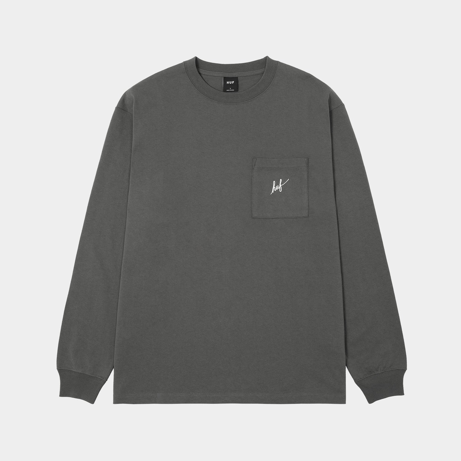 HUF (ハフ) Worldwide JP /T-SHIRTS(Tシャツ)/ SCRIPT POCKET WASHED LS TEE商品 / BLACK