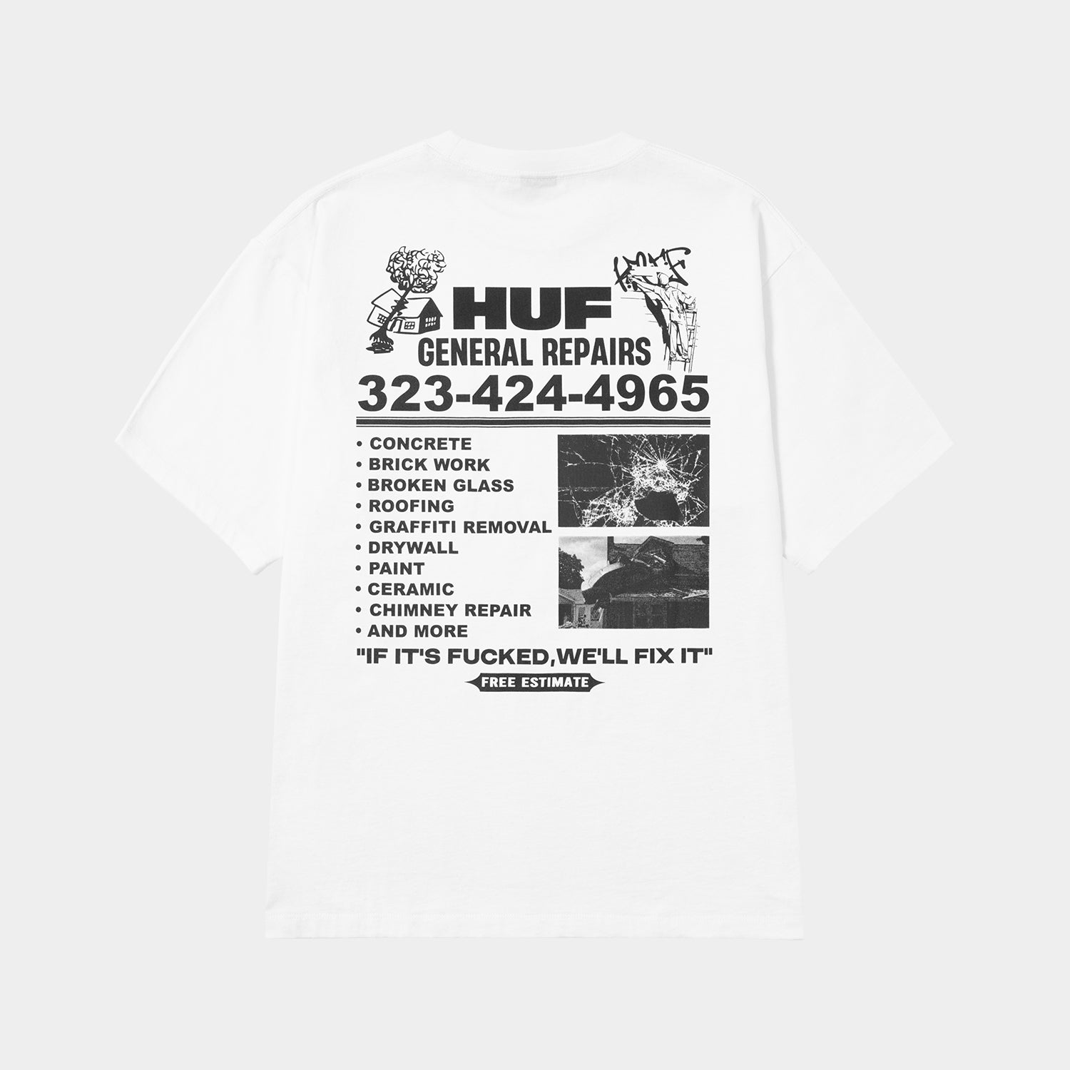 HUF (ハフ) Worldwide JP /T-SHIRTS(Tシャツ)/ GENERAL REPAIRS TEE商品 / BLACK