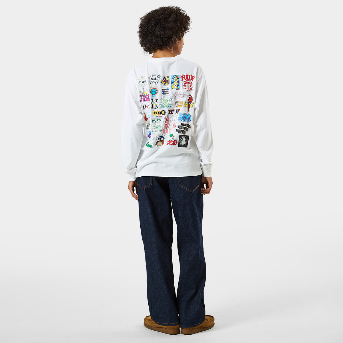 HUF (ハフ) Worldwide JP /T-SHIRTS(Tシャツ)/ STICKER PACK LS TEE商品 / WHITE