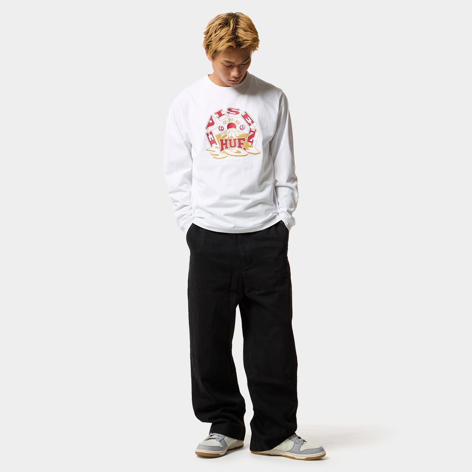 HUF (ハフ) Worldwide JP /T-SHIRTS(Tシャツ)/ HUF X EVISEN SKATEBOARDS HUFUJI LS TEE商品 / WHITE