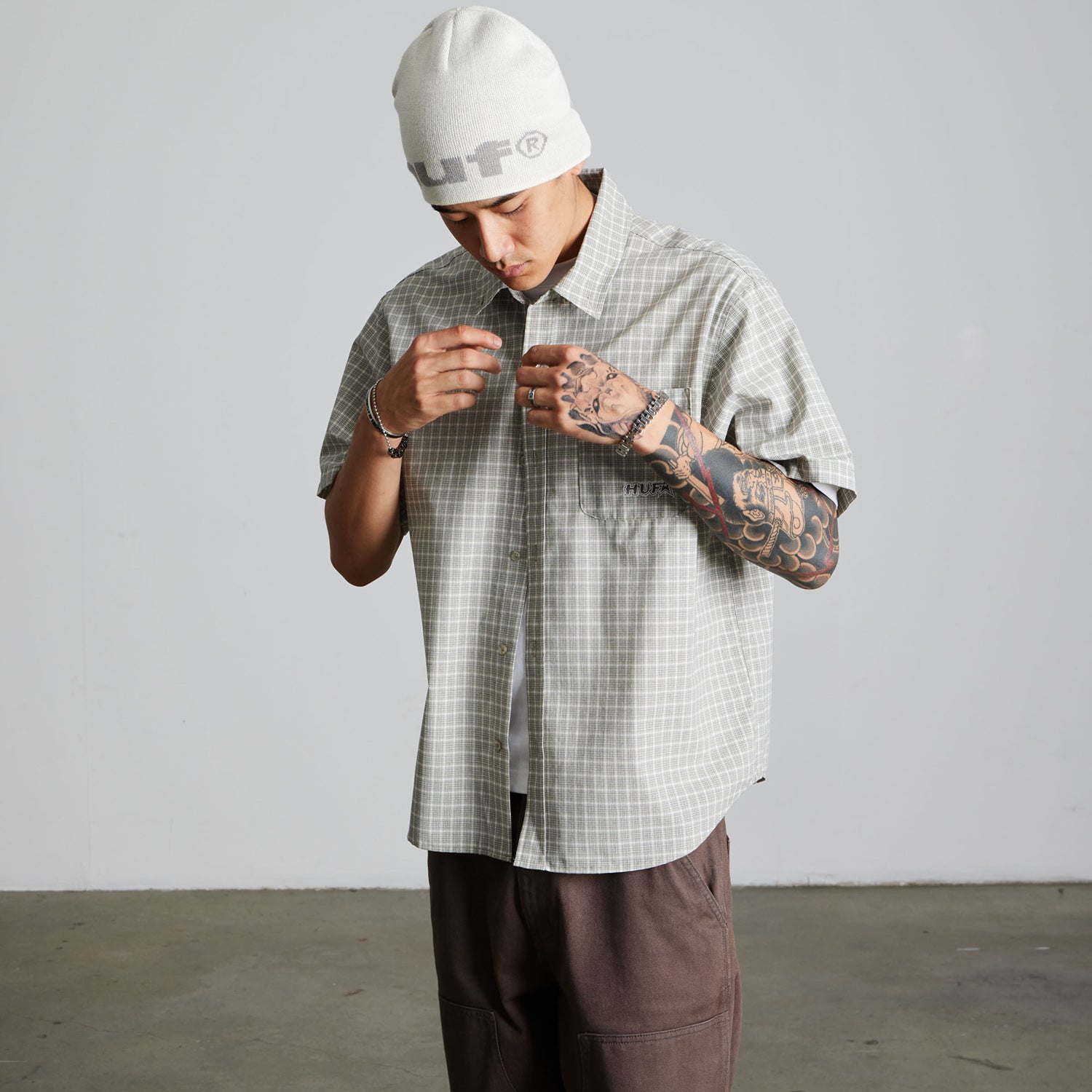 HUF (ハフ) Worldwide JP /HATS & BEANIES（ハット&ビーニー）/ 89 SKULL BEANIE商品 / BLACK/WHITE