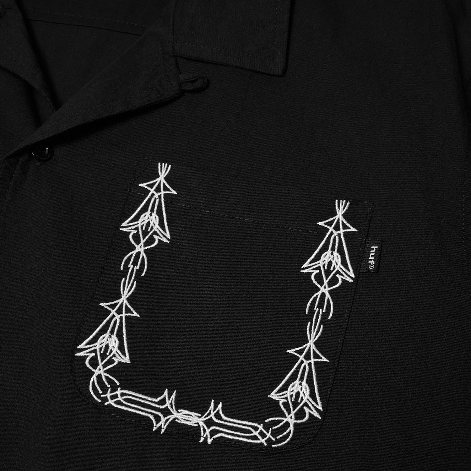 HUF (ハフ) Worldwide JP /TOPS & SHIRTS（トップス&シャツ）/ PINSTRIPE EMBROIDERED RESORT SHIRT商品 / AVOCADO