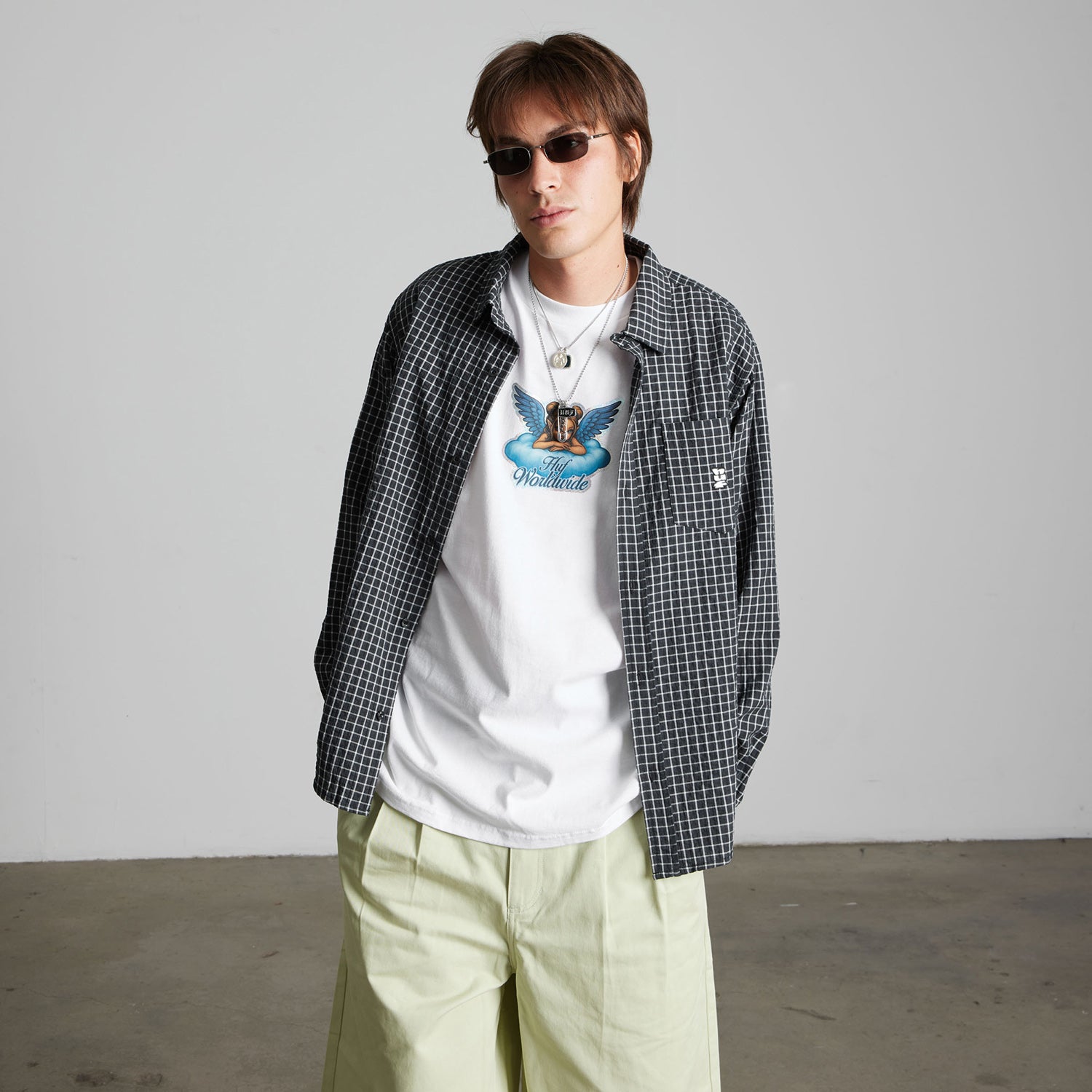 HUF (ハフ) Worldwide JP /TOPS & SHIRTS（トップス&シャツ）/ MEGABLAST LS WOVEN TOP商品 / BLACK