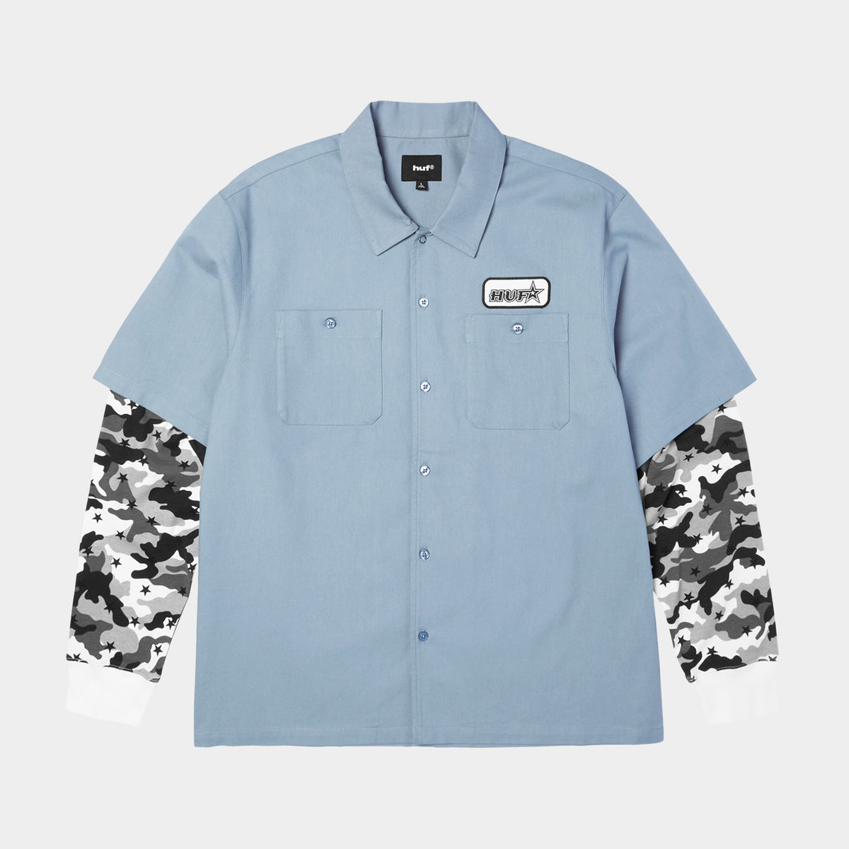 HUF (ハフ) Worldwide JP /TOPS & SHIRTS（トップス&シャツ）/ SHADOWS LS WORK SHIRT商品 / LIGHT BLUE