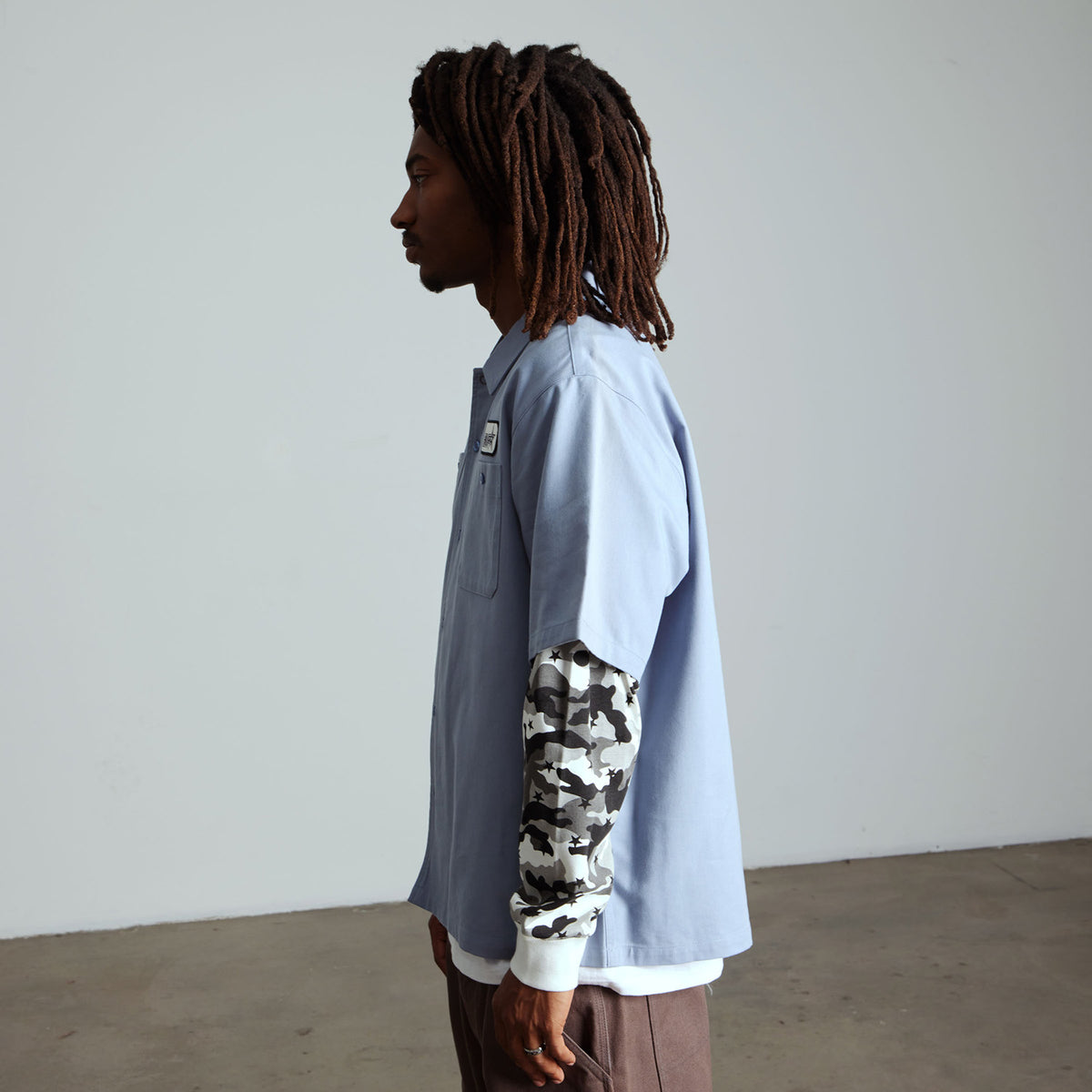 HUF (ハフ) Worldwide JP /TOPS & SHIRTS（トップス&シャツ）/ SHADOWS LS WORK SHIRT商品 / LIGHT BLUE