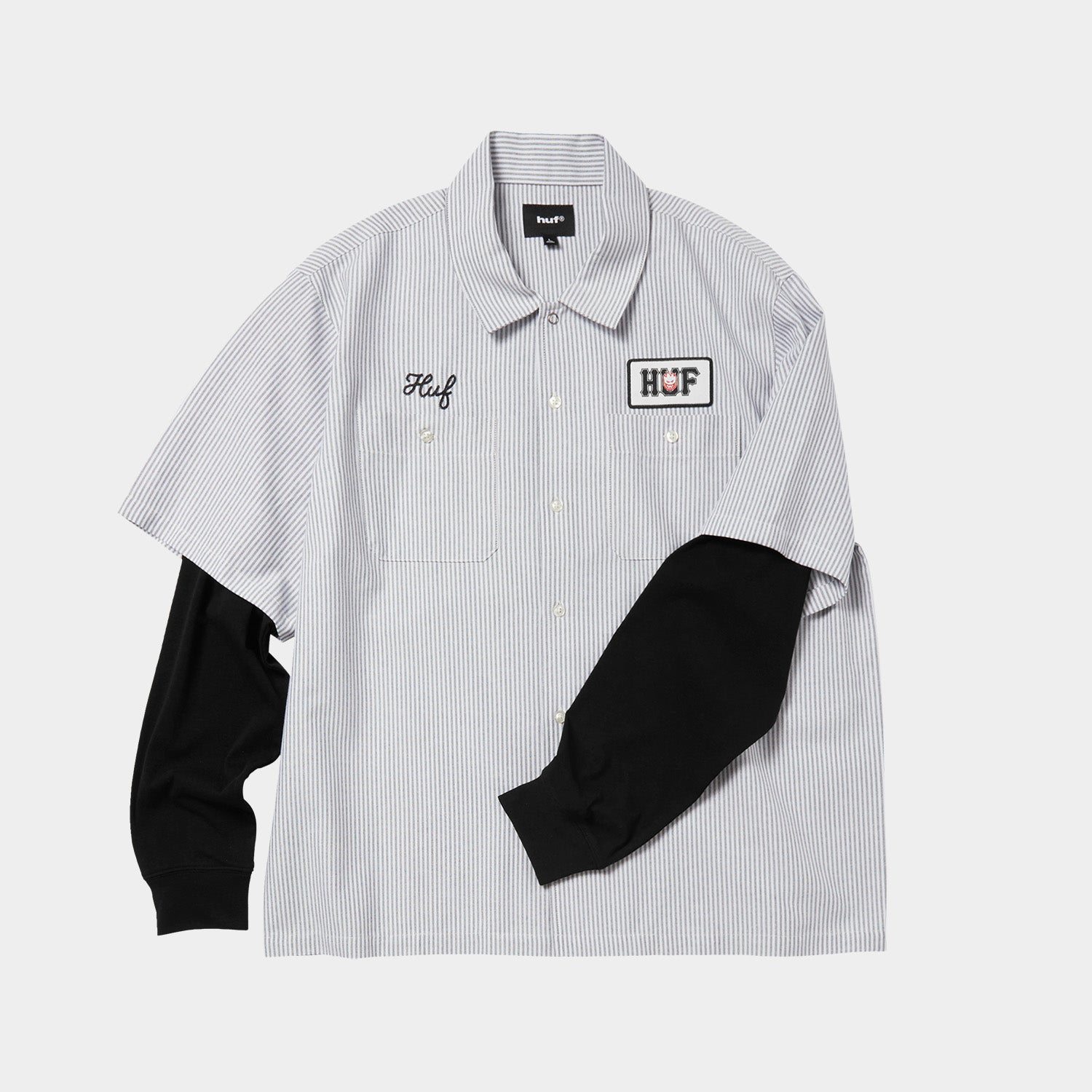 HUF (ハフ) Worldwide JP /TOPS & SHIRTS（トップス&シャツ）/ huf X SPITFIRE UNION WORK SHIRT商品 / BLACK/WHITE