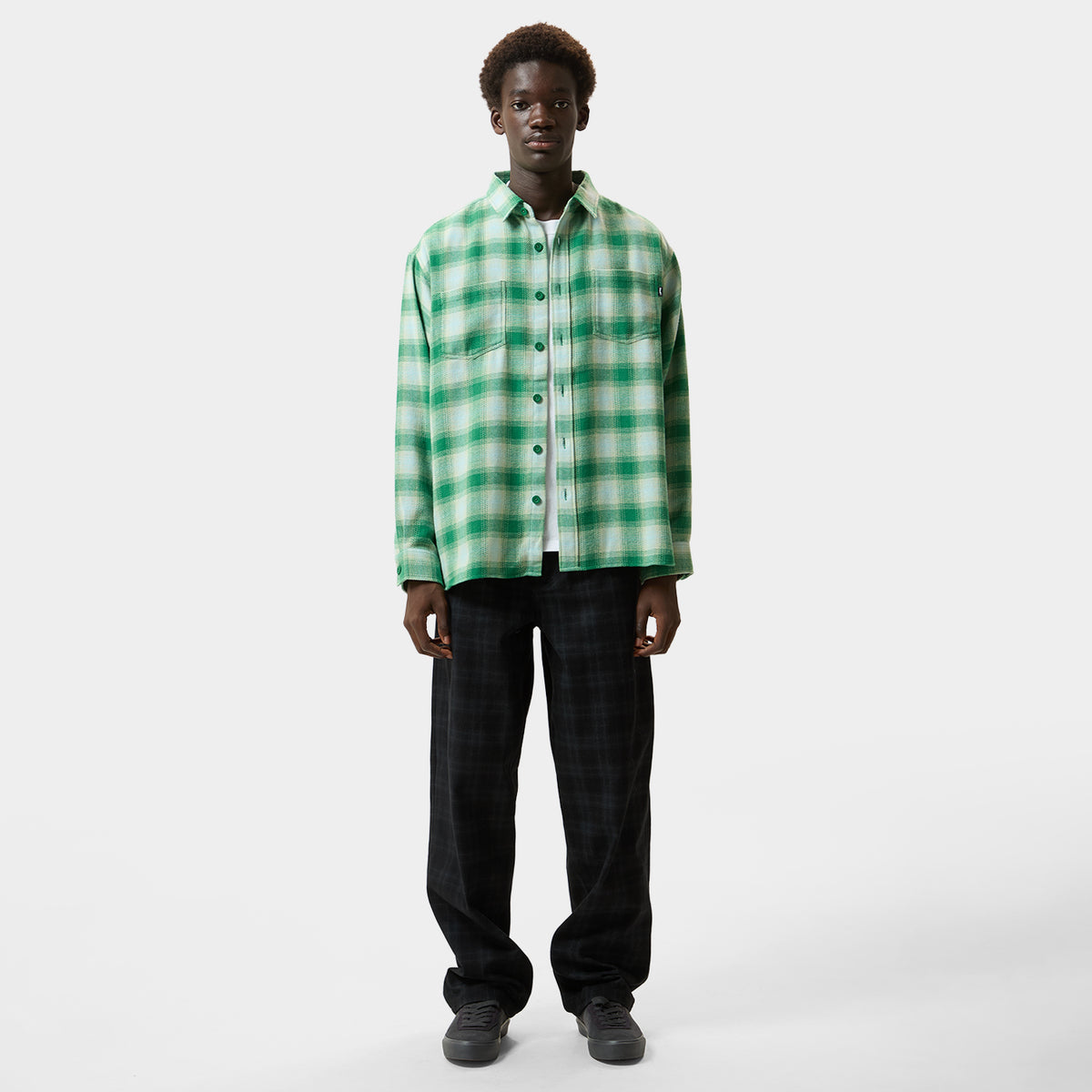 HUF (ハフ) Worldwide JP /TOPS & SHIRTS（トップス&シャツ）/ GEARY FLANNEL LS SHIRT商品 / GREEN