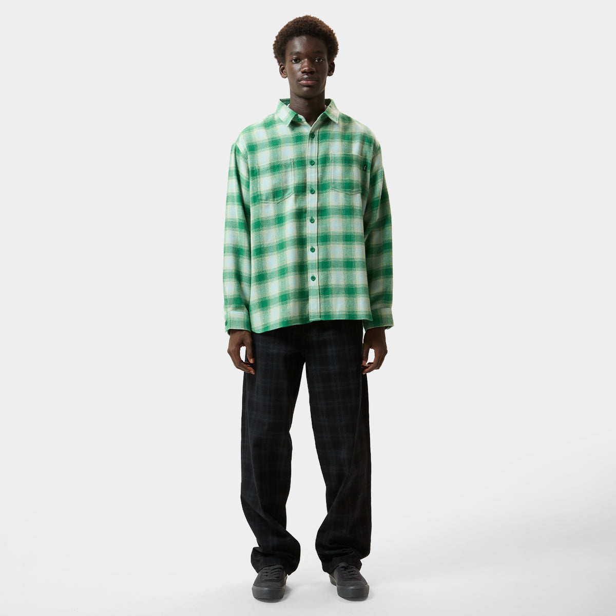 HUF (ハフ) Worldwide JP /TOPS & SHIRTS（トップス&シャツ）/ GEARY FLANNEL LS SHIRT商品 / GREEN
