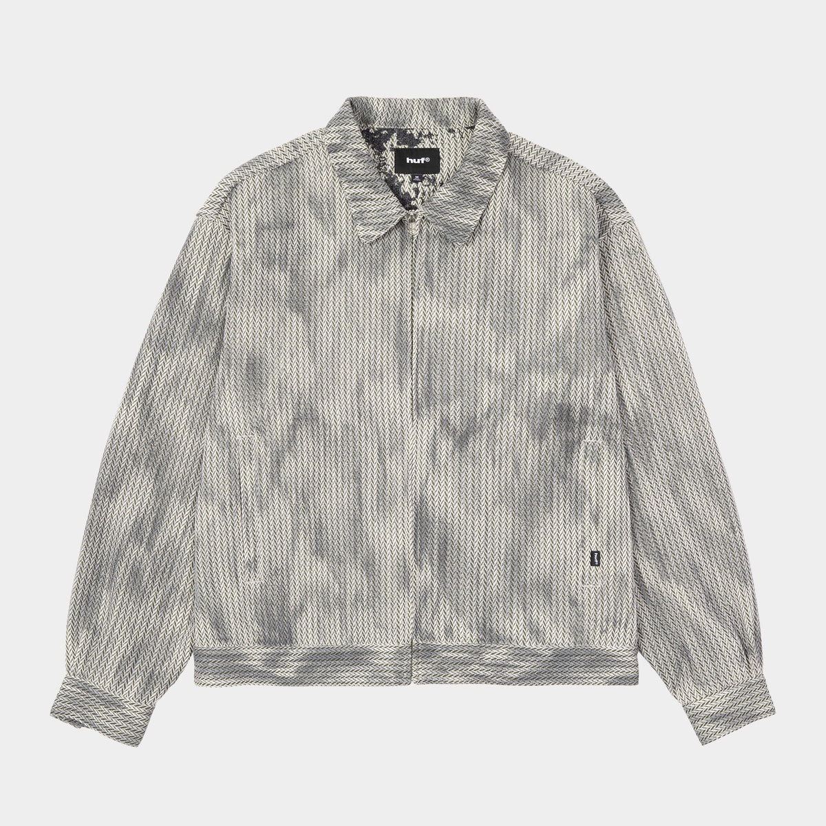 HUF (ハフ) Worldwide JP /TOPS & SHIRTS（トップス&シャツ）/ HERRINGBONE FADE ZIP LS SHIRT商品 / BROWN