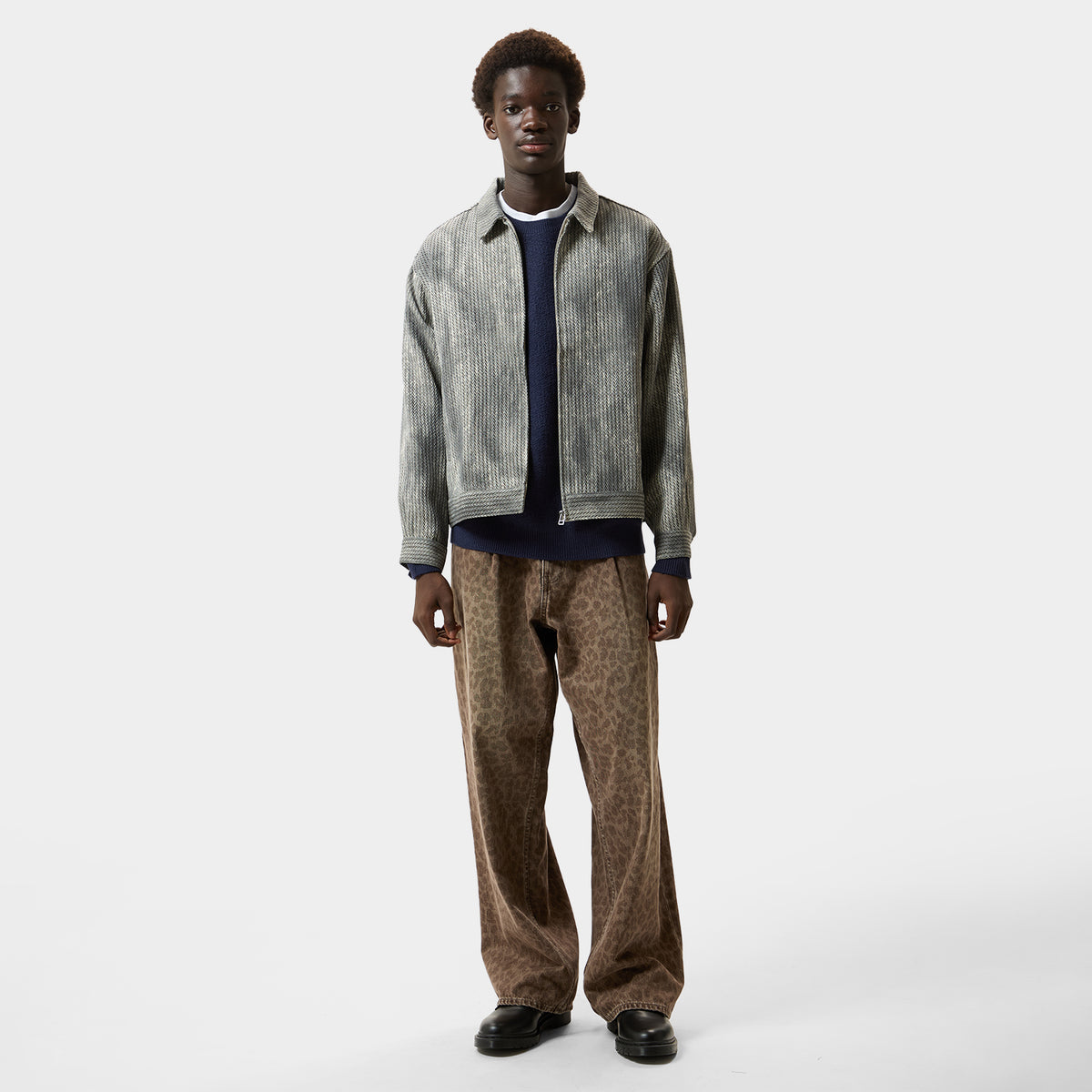HUF (ハフ) Worldwide JP /TOPS & SHIRTS（トップス&シャツ）/ HERRINGBONE FADE ZIP LS SHIRT商品 / BROWN