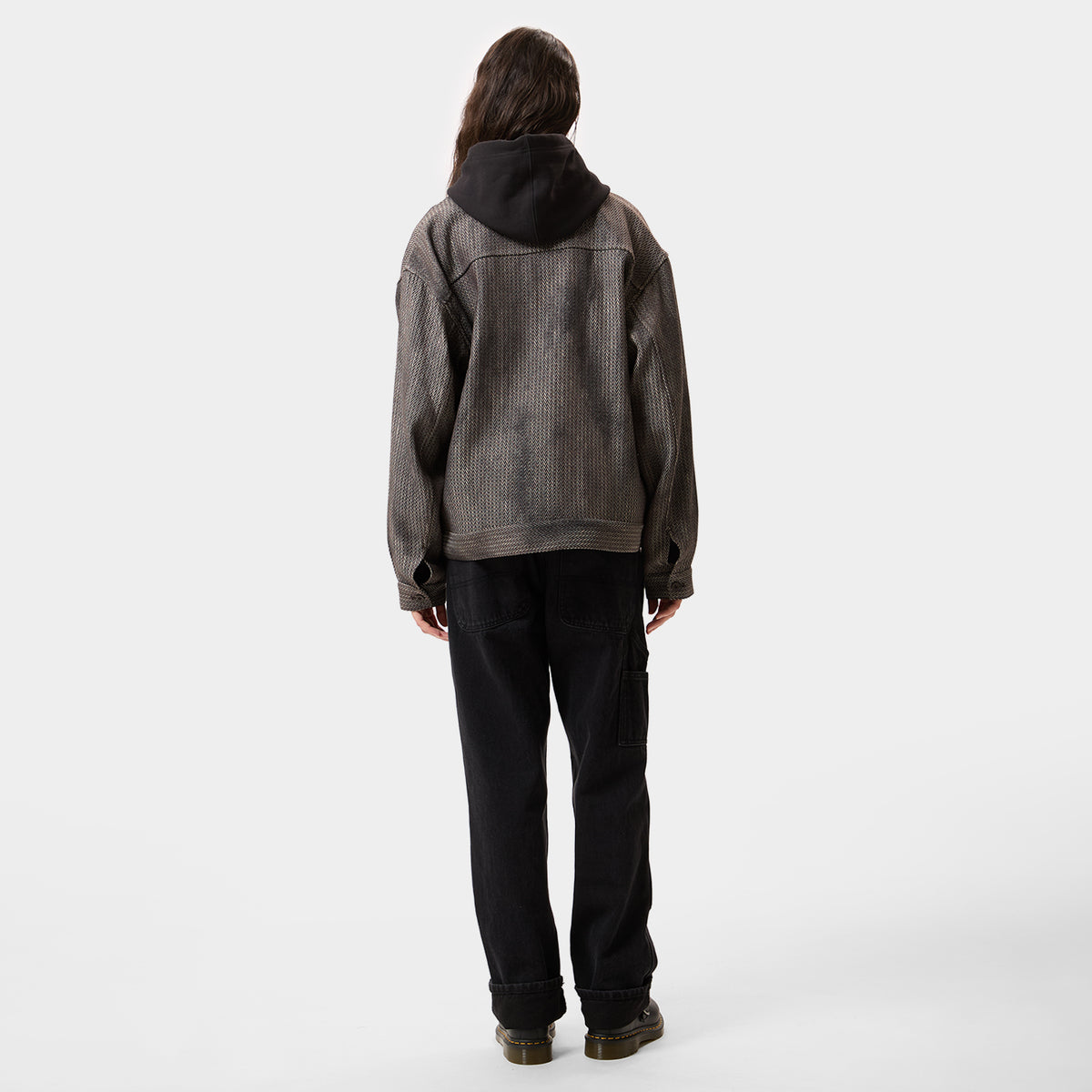 HUF (ハフ) Worldwide JP /TOPS & SHIRTS（トップス&シャツ）/ HERRINGBONE FADE ZIP LS SHIRT商品 / BROWN