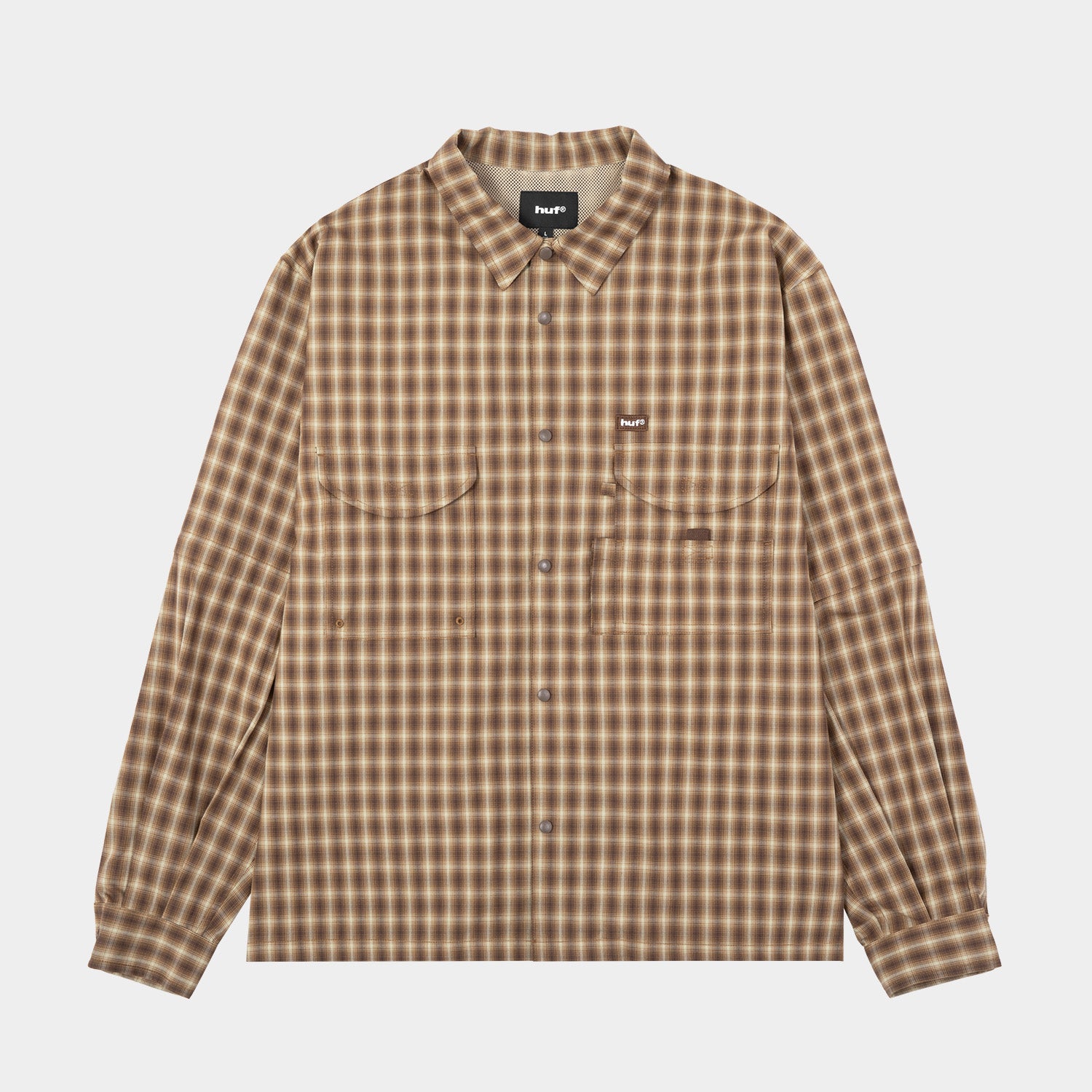 HUF (ハフ) Worldwide JP / TOPS & SHIRTS（トップス&シャツ） / AIR FLOW CONVERTIBLE LS SHIRT商品 / BROWN