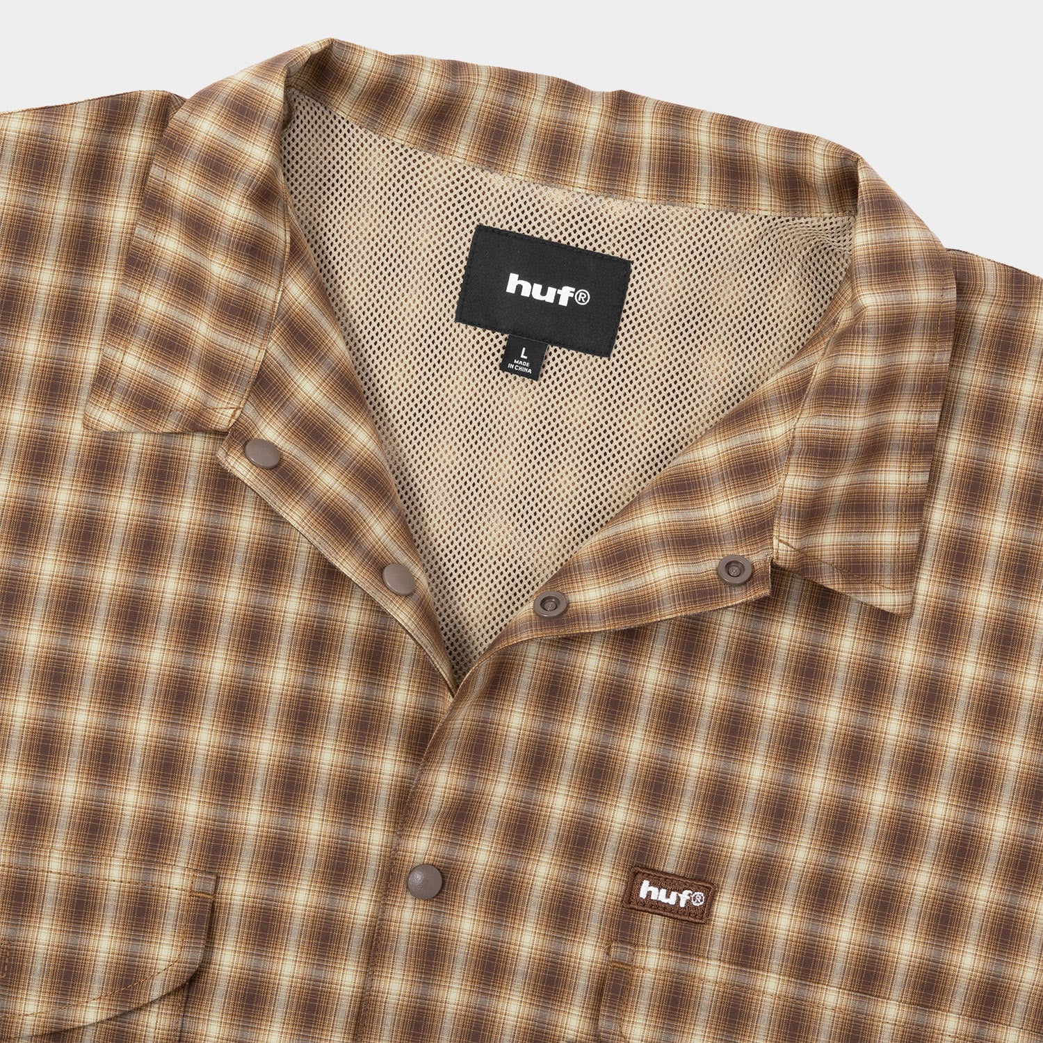 HUF (ハフ) Worldwide JP /TOPS & SHIRTS（トップス&シャツ）/ AIR FLOW CONVERTIBLE LS SHIRT商品 / BROWN