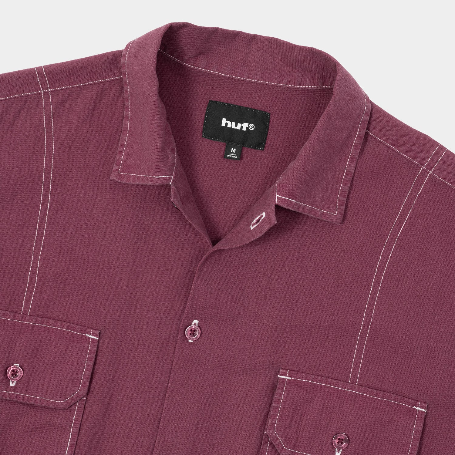 HUF (ハフ) Worldwide JP /TOPS & SHIRTS（トップス&シャツ）/ huf CO-OP CONTRAST DYED SHIRT商品 / BURGUNDY