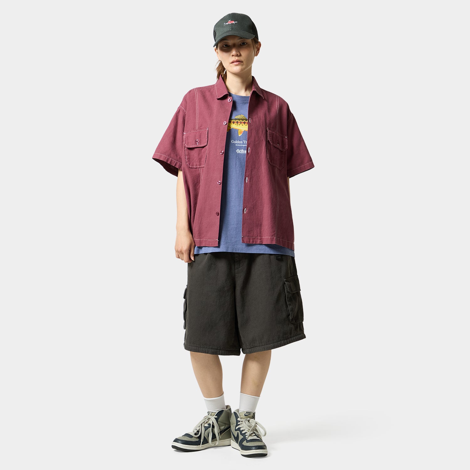 HUF (ハフ) Worldwide JP /TOPS & SHIRTS（トップス&シャツ）/ huf CO-OP CONTRAST DYED SHIRT商品 / BURGUNDY