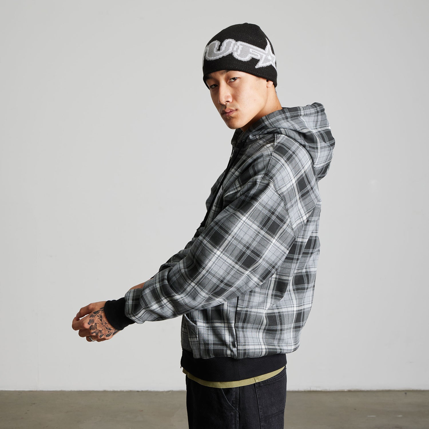 HUF (ハフ) Worldwide JP /HOODIES（パーカー）/ ARCH PLAID FULL ZIP HEAVYWEIGHT HOODIE商品 / FOREST