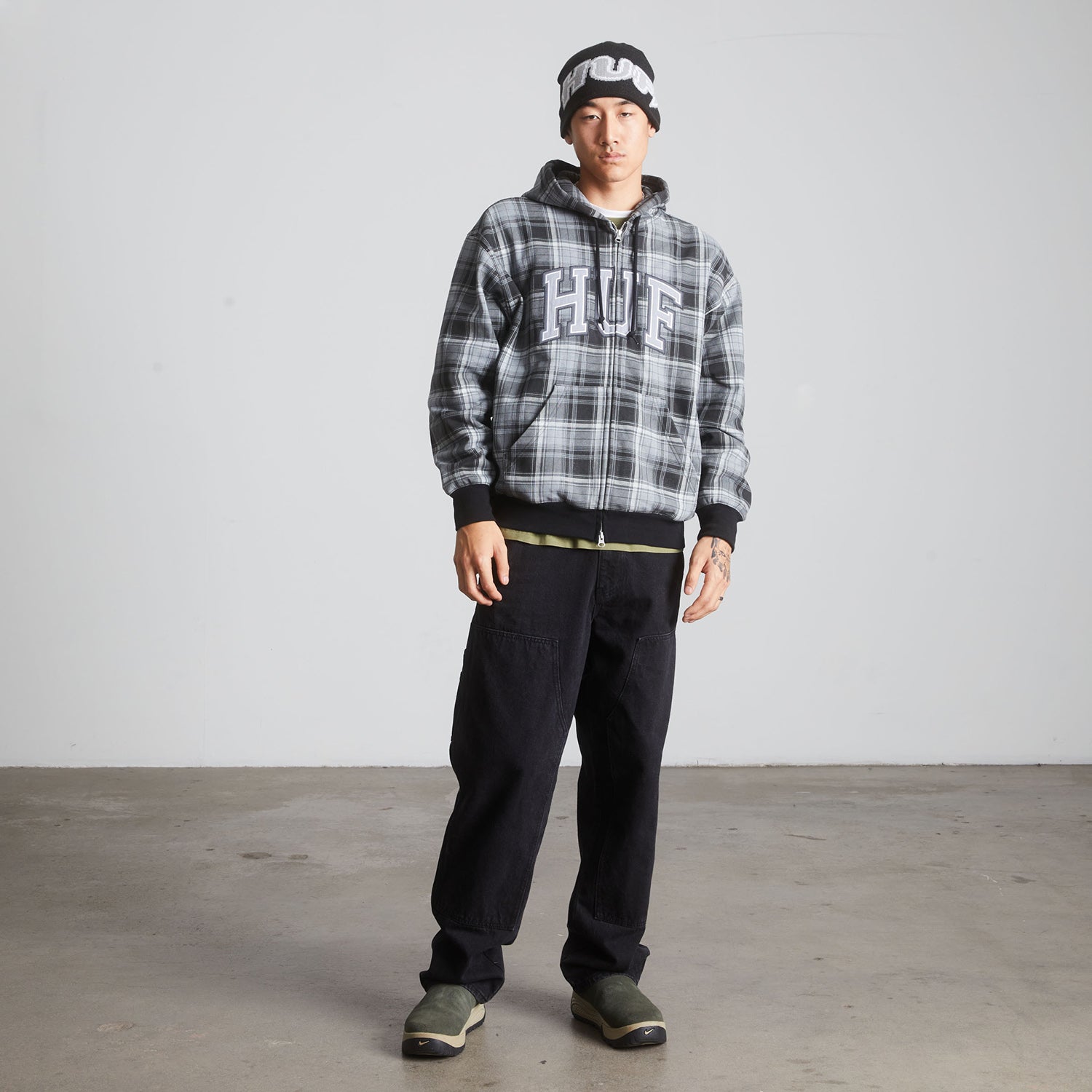 HUF (ハフ) Worldwide JP /HOODIES（パーカー）/ ARCH PLAID FULL ZIP HEAVYWEIGHT HOODIE商品 / FOREST