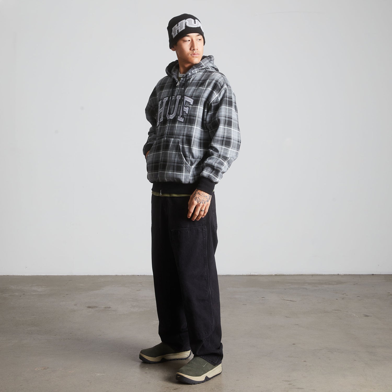 HUF (ハフ) Worldwide JP /HOODIES（パーカー）/ ARCH PLAID FULL ZIP HEAVYWEIGHT HOODIE商品 / FOREST