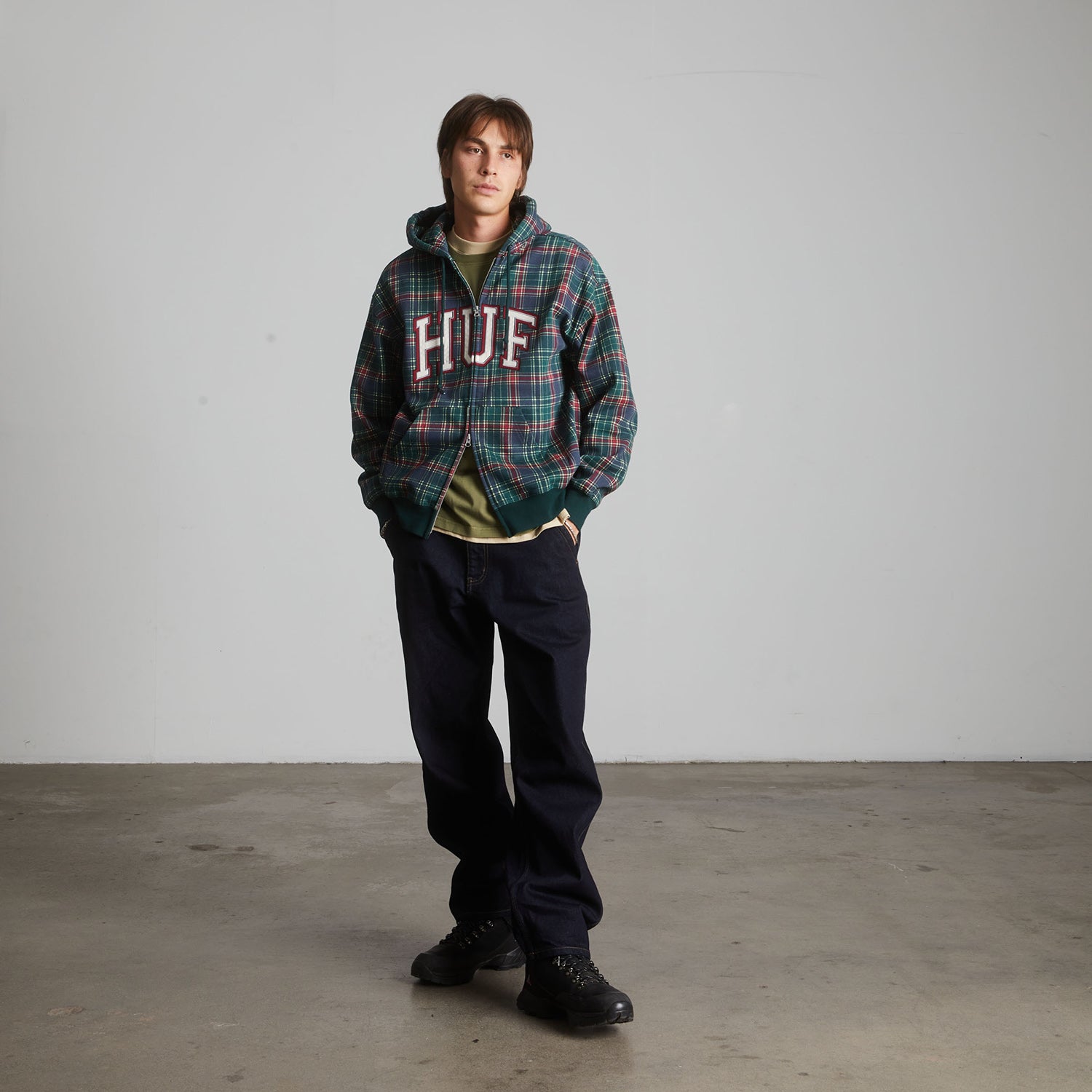HUF (ハフ) Worldwide JP /HOODIES（パーカー）/ ARCH PLAID FULL ZIP HEAVYWEIGHT HOODIE商品 / FOREST