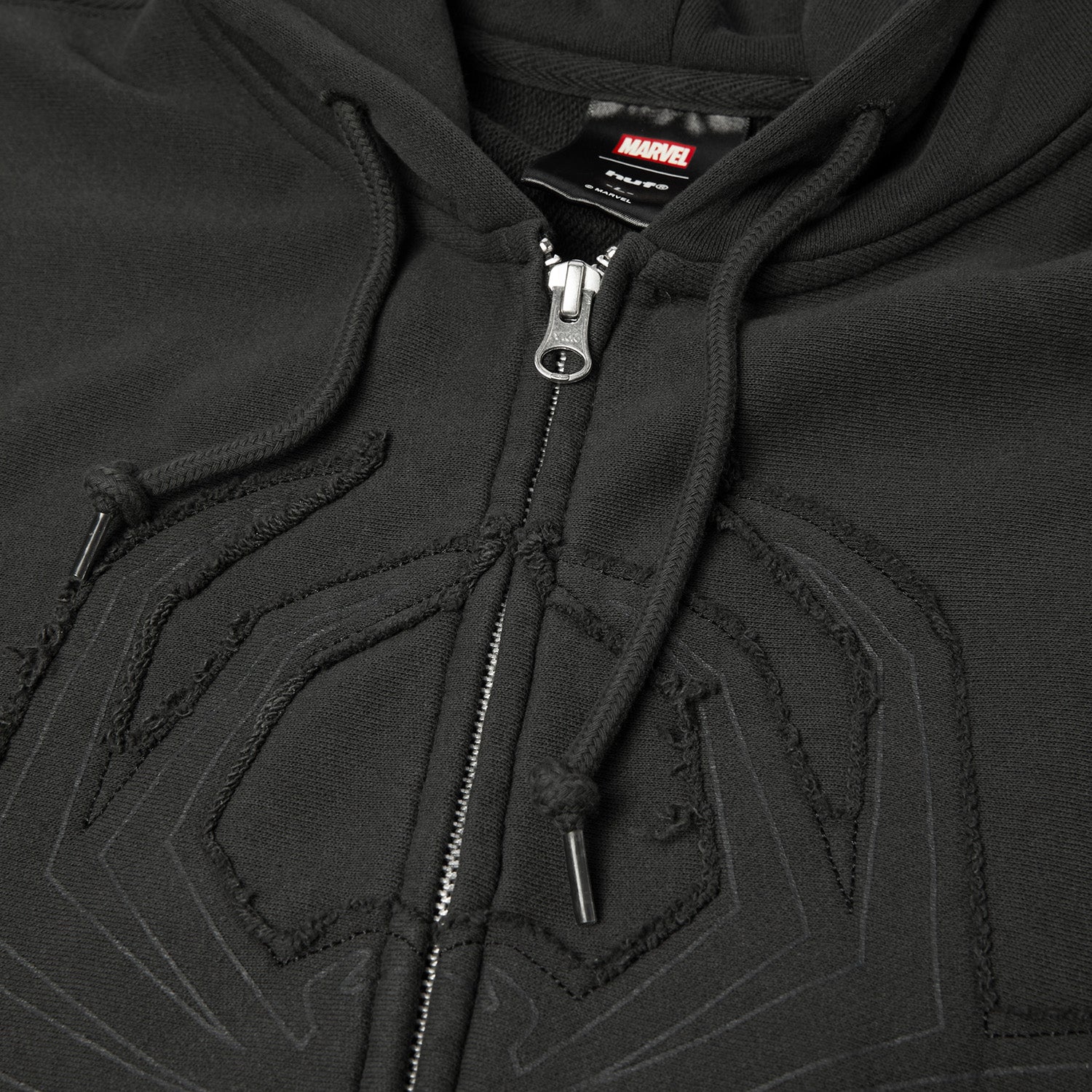 HUF (ハフ) Worldwide JP /HOODIES（パーカー）/ HUF X SPIDER-MAN WEB FULL ZIP WASHED HOODIE商品 / WASHED BLACK
