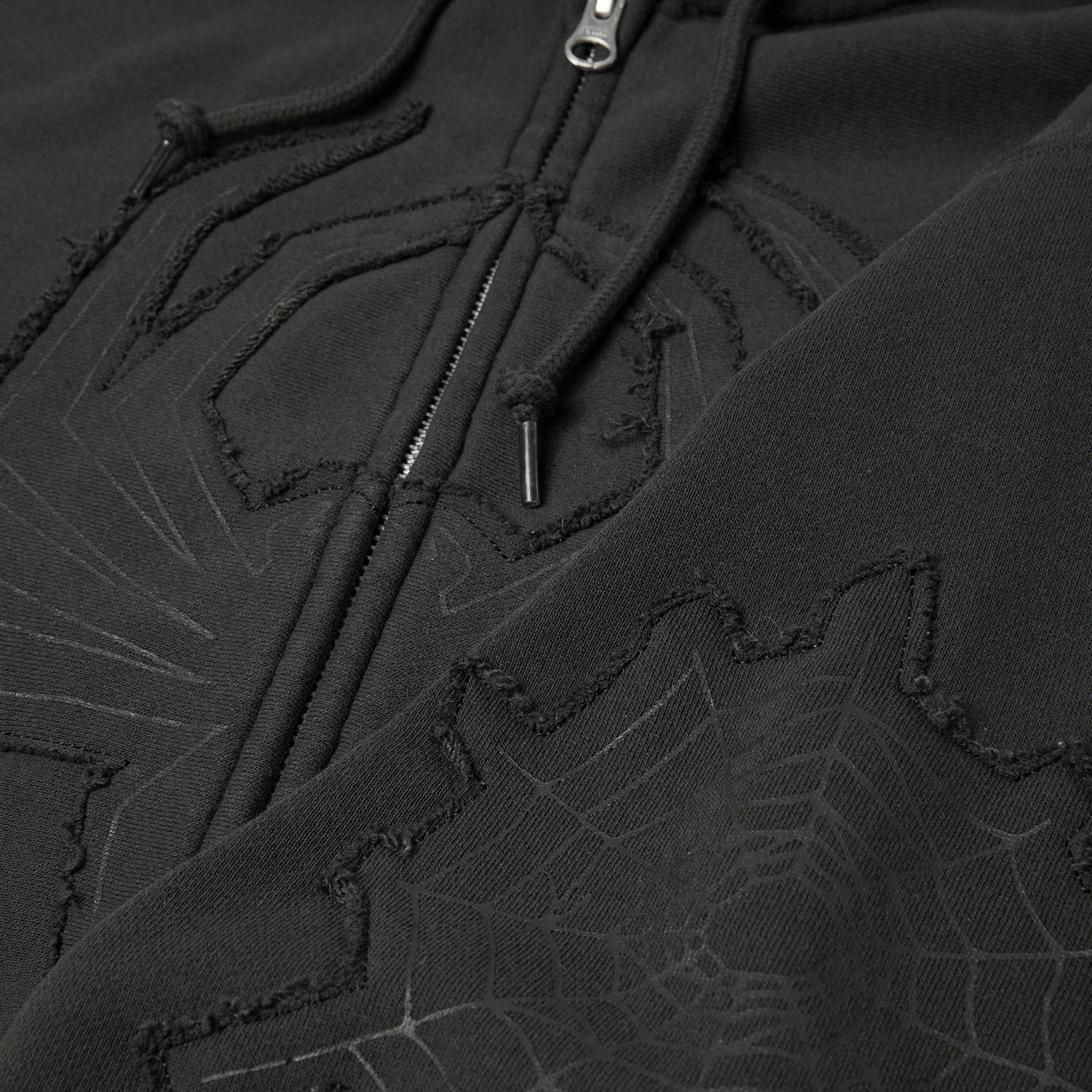 HUF (ハフ) Worldwide JP /HOODIES（パーカー）/ HUF X SPIDER-MAN WEB FULL ZIP WASHED HOODIE商品 / WASHED BLACK