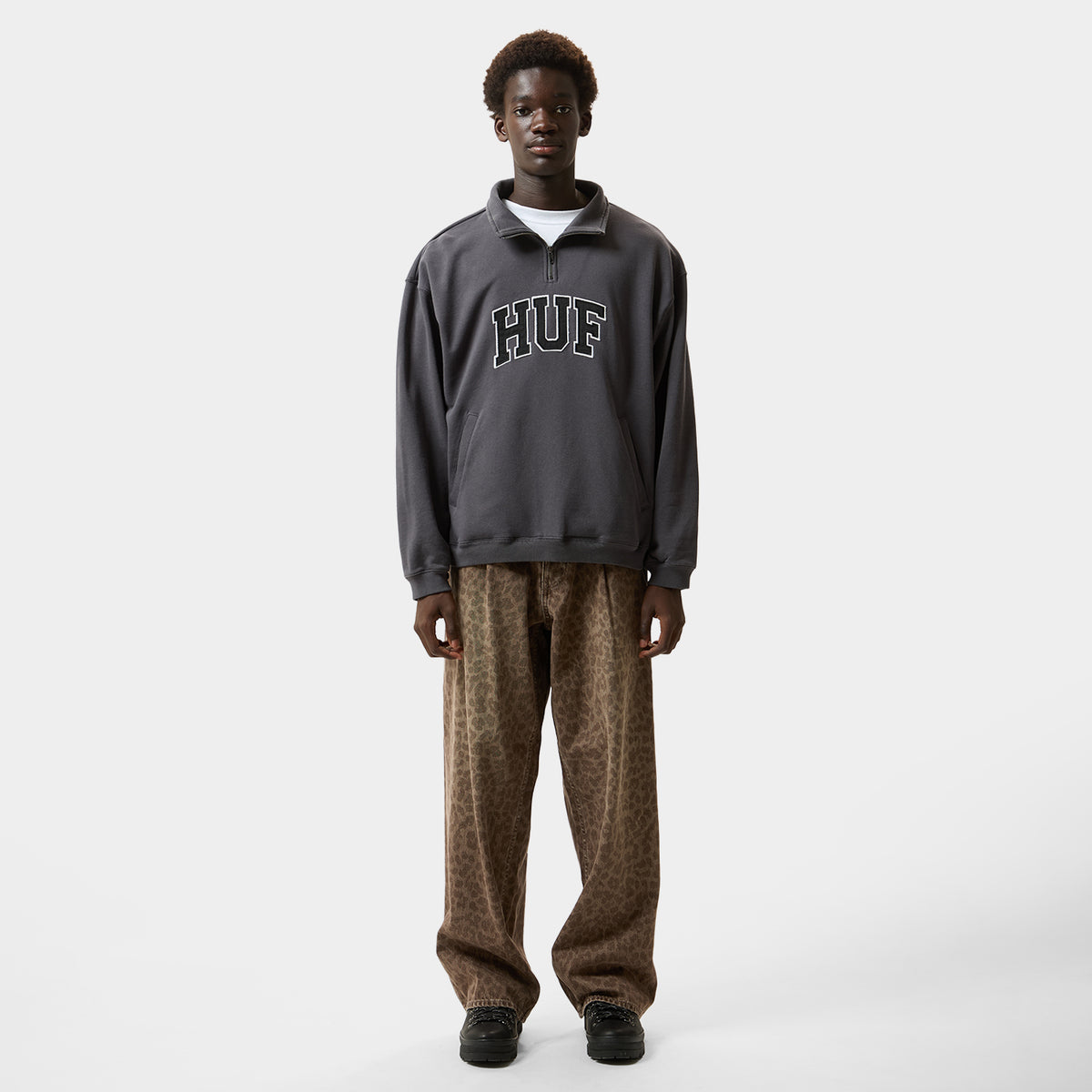 HUF (ハフ) Worldwide JP /SWEATSHIRTS（スウェットシャツ）/ CLASSIC ARCH HALF ZIP TOP商品 / LT BLUE