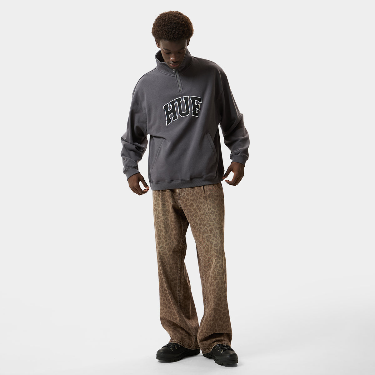 HUF (ハフ) Worldwide JP /SWEATSHIRTS（スウェットシャツ）/ CLASSIC ARCH HALF ZIP TOP商品 / LT BLUE