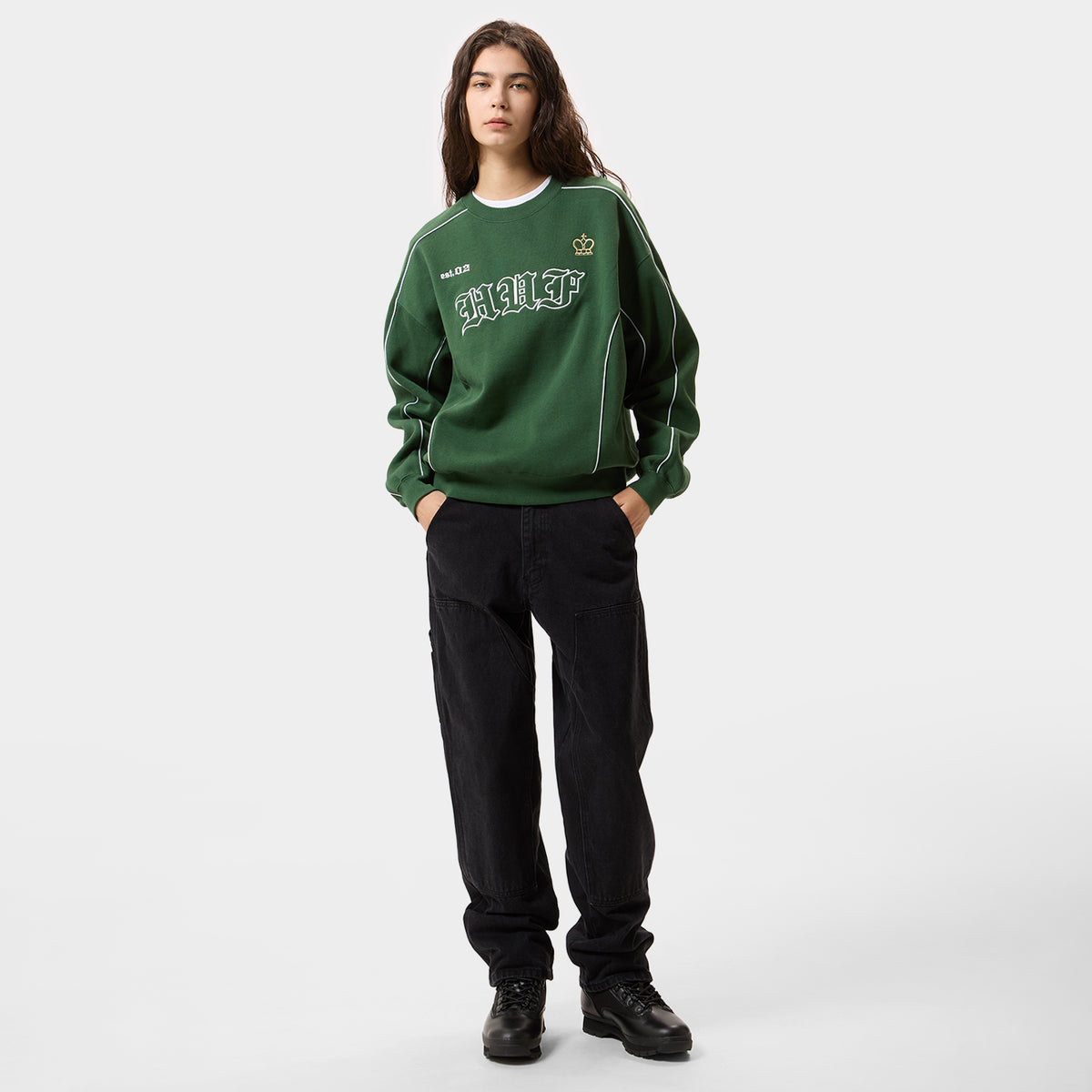 HUF (ハフ) Worldwide JP /SWEATSHIRTS（スウェットシャツ）/ HARD LUXE CREW商品 / BLACK