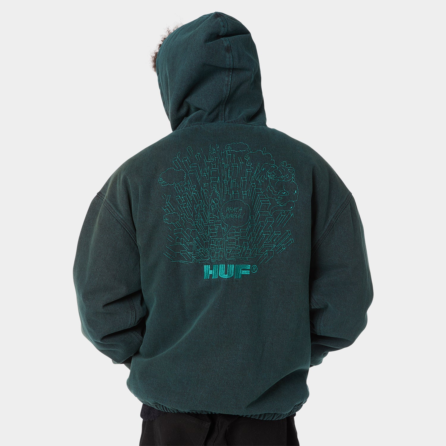 HUF (ハフ) Worldwide JP /JACKETS（ジャケット）/ WHAT A JUNGLE DENIM WORK JACKET商品 / EVERGREEN