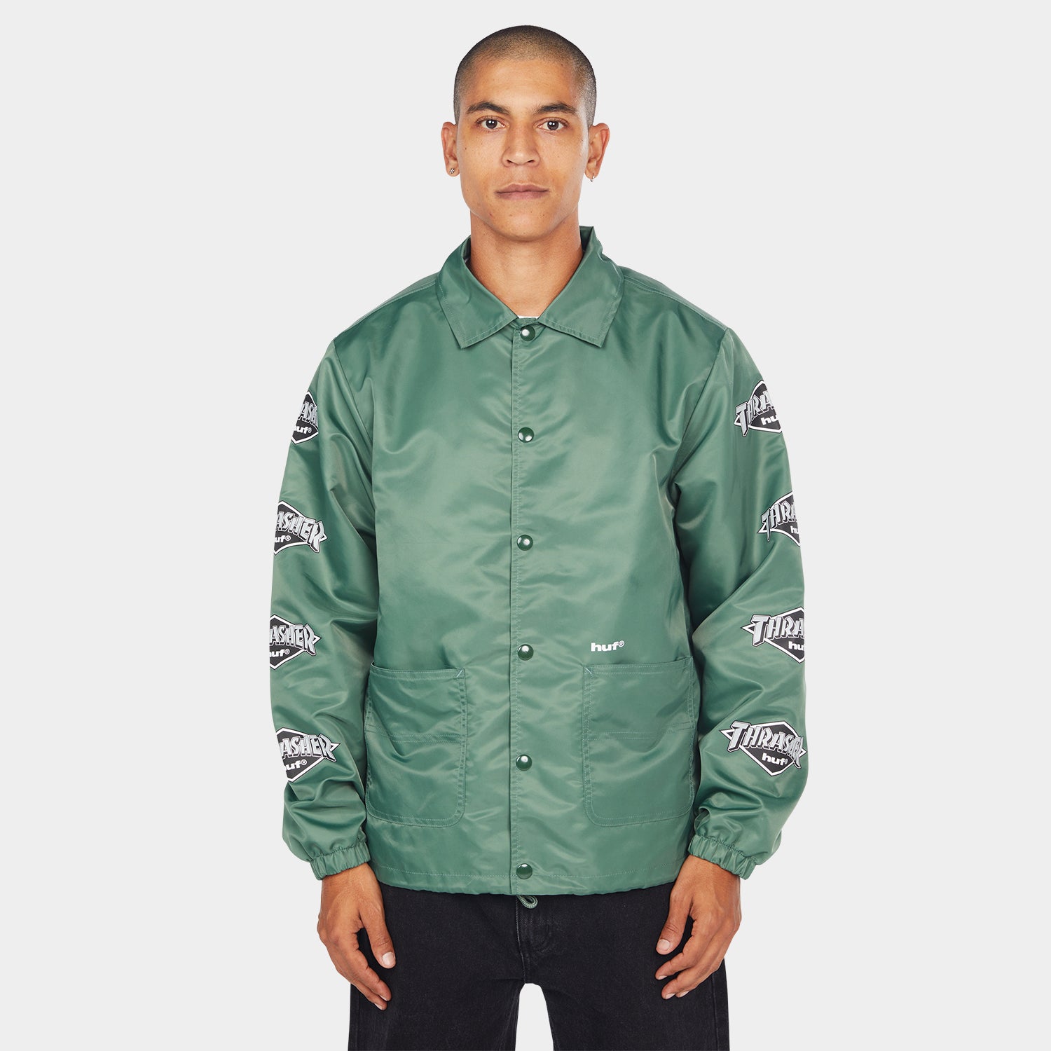 HUF (ハフ) Worldwide JP /JACKETS（ジャケット）/ HUF X THRASHER LOGO JACKET商品 / FOREST GREEN