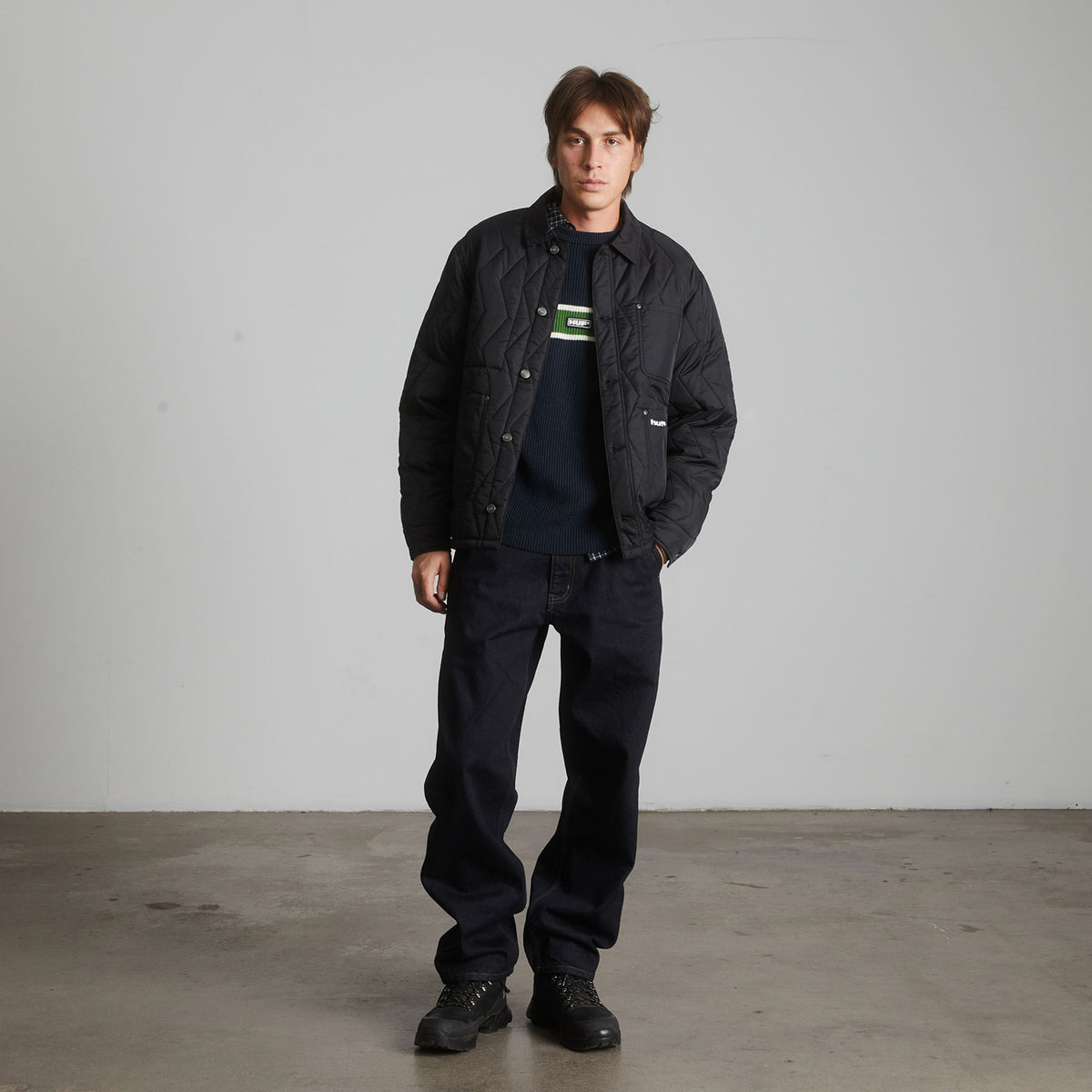 HUF (ハフ) Worldwide JP /JACKETS（ジャケット）/ ZIG ZAG QUILTED CHORE JACKET商品 / BLACK
