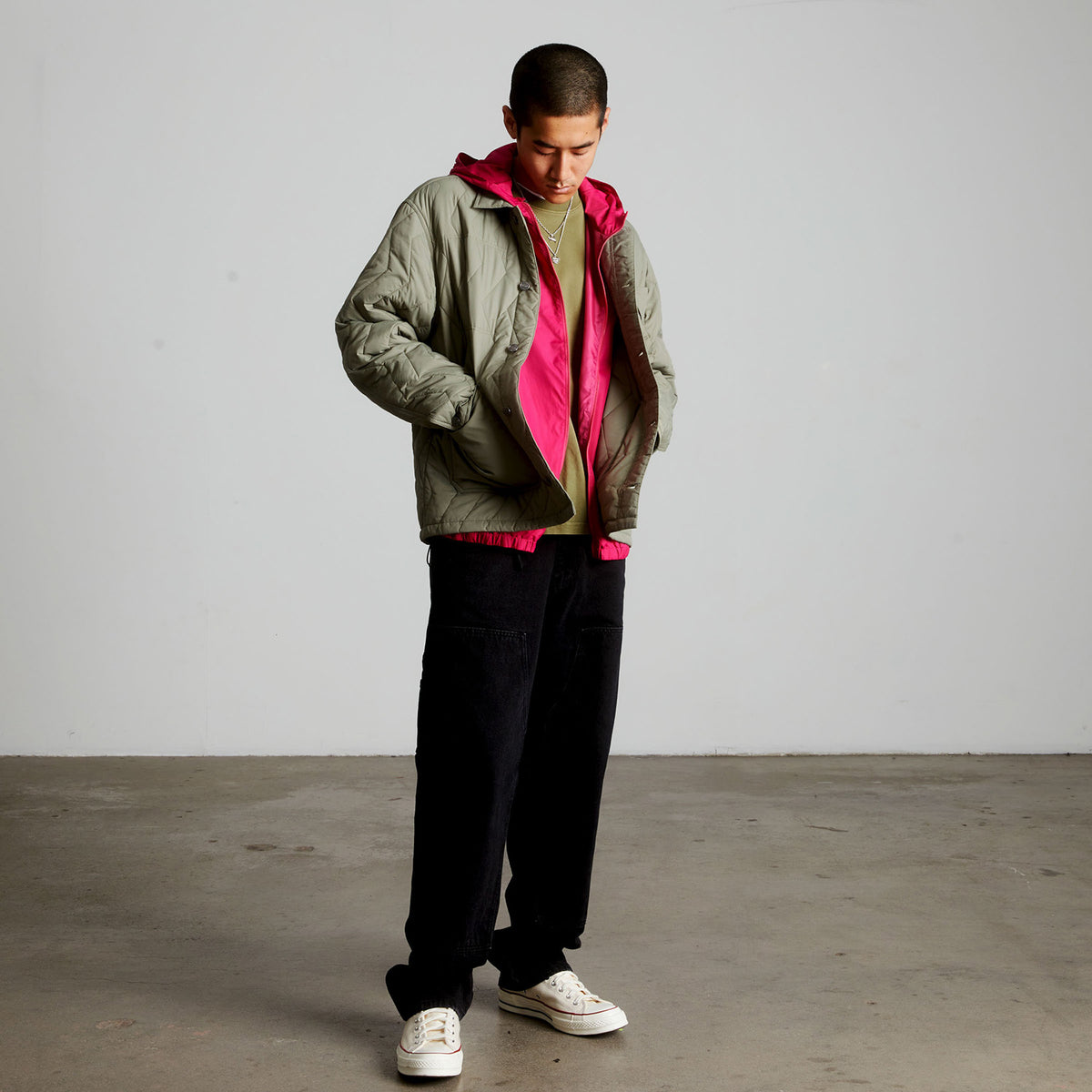 HUF (ハフ) Worldwide JP /JACKETS（ジャケット）/ ZIG ZAG QUILTED CHORE JACKET商品 / BLACK