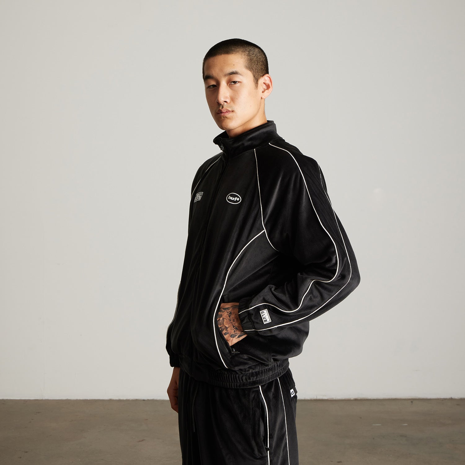 HUF (ハフ) Worldwide JP /JACKETS（ジャケット）/ HUF X PROCLUB VELOUR TRACK JACKET商品 / BLACK