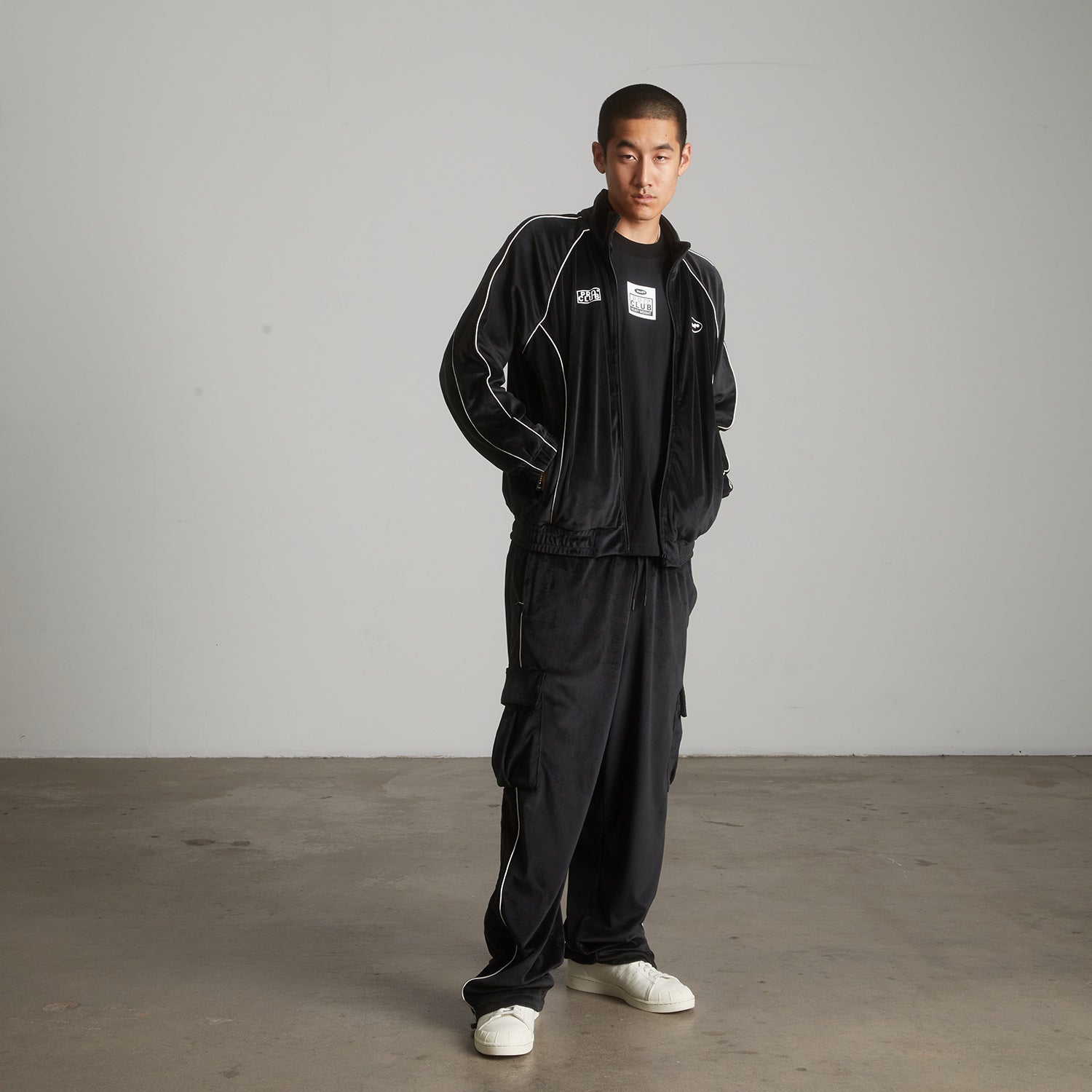 HUF (ハフ) Worldwide JP /JACKETS（ジャケット）/ HUF X PROCLUB VELOUR TRACK JACKET商品 / BLACK