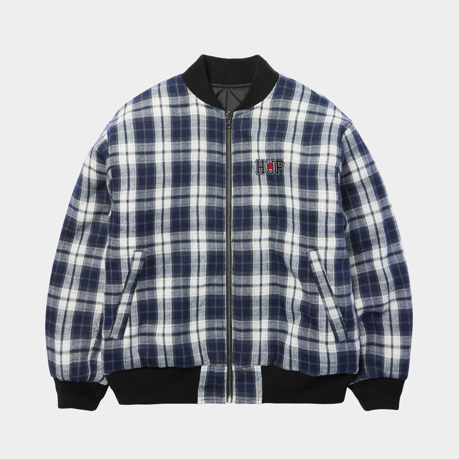 HUF (ハフ) Worldwide JP /JACKETS（ジャケット）/ huf X SPITFIRE REVERSIBLE PLAID JACKET商品 / NAVY/BLACK