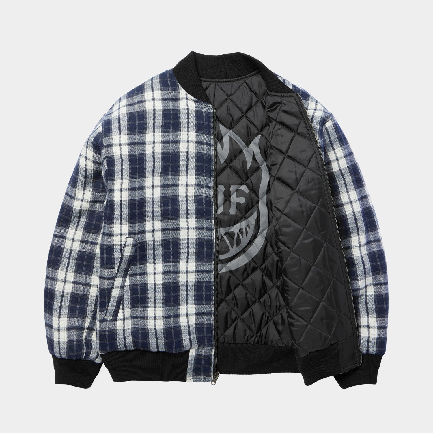 HUF (ハフ) Worldwide JP /JACKETS（ジャケット）/ huf X SPITFIRE REVERSIBLE PLAID JACKET商品 / NAVY/BLACK