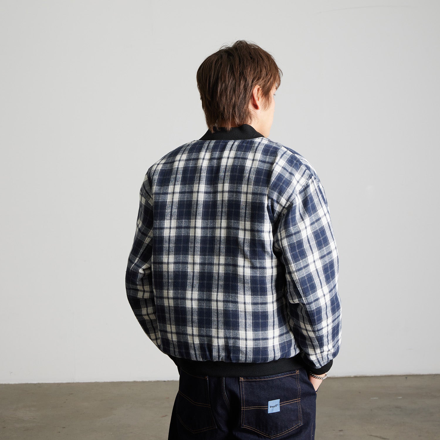HUF (ハフ) Worldwide JP /JACKETS（ジャケット）/ huf X SPITFIRE REVERSIBLE PLAID JACKET商品 / NAVY/BLACK