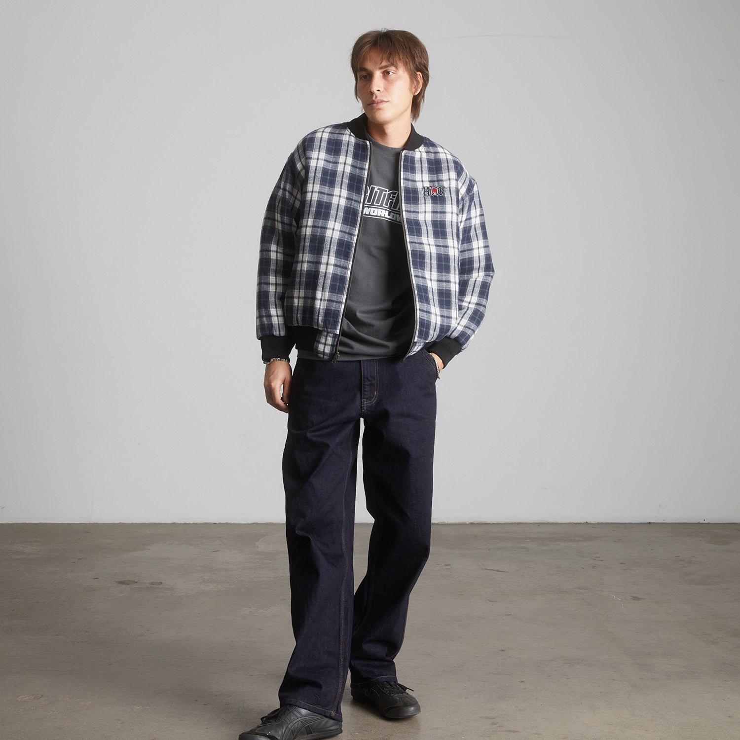 HUF (ハフ) Worldwide JP /JACKETS（ジャケット）/ huf X SPITFIRE REVERSIBLE PLAID JACKET商品 / NAVY/BLACK