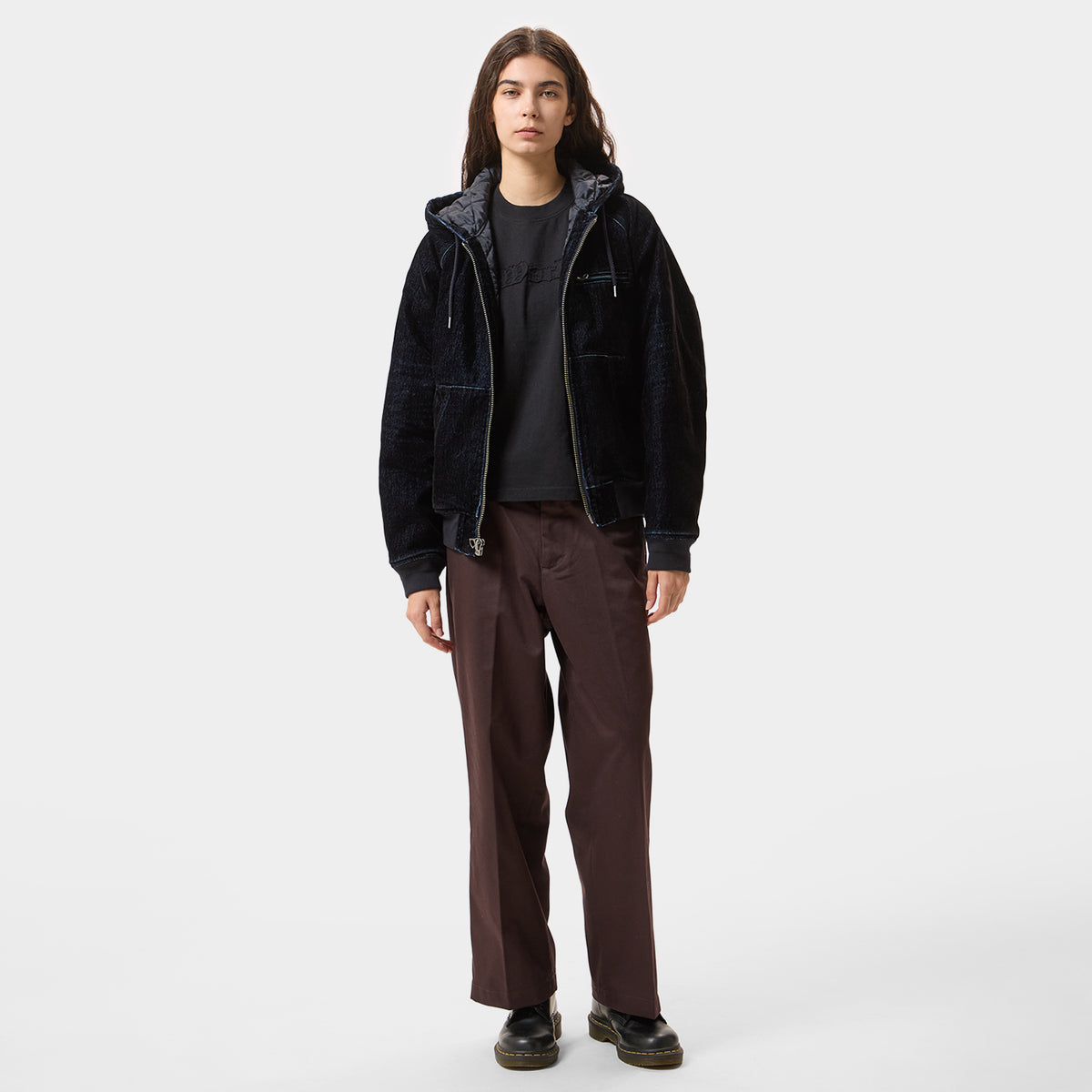 HUF (ハフ) Worldwide JP /JACKETS（ジャケット）/ FLOCKED DENIM HOODED JACKET商品 / STONE