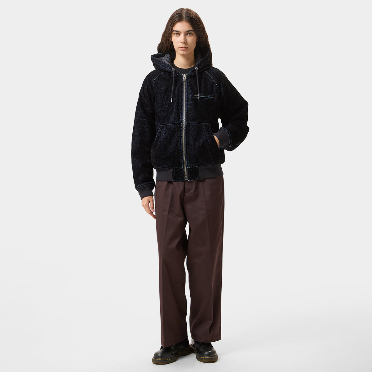 HUF (ハフ) Worldwide JP /JACKETS（ジャケット）/ FLOCKED DENIM HOODED JACKET商品 / STONE