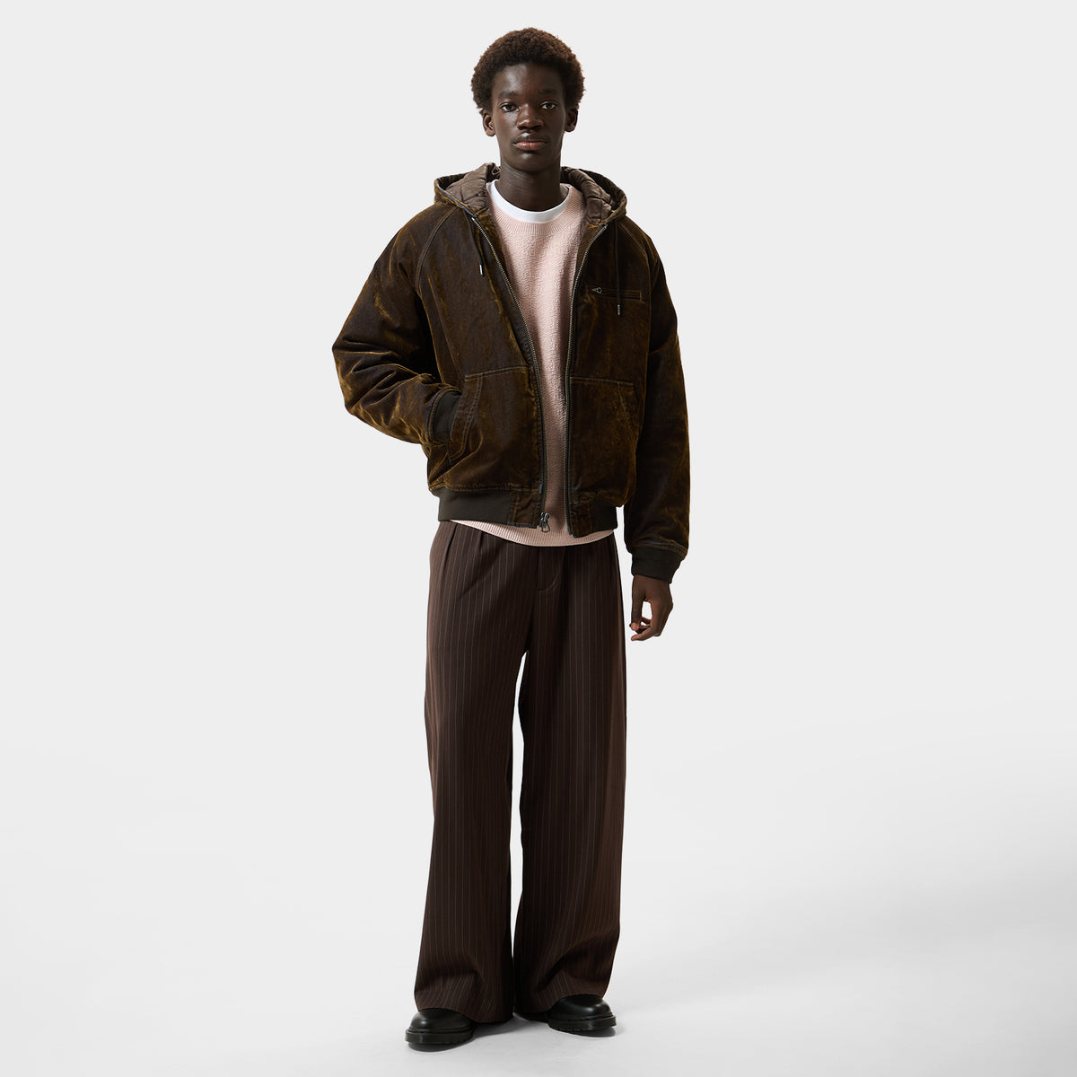 HUF (ハフ) Worldwide JP /JACKETS（ジャケット）/ FLOCKED DENIM HOODED JACKET商品 / STONE