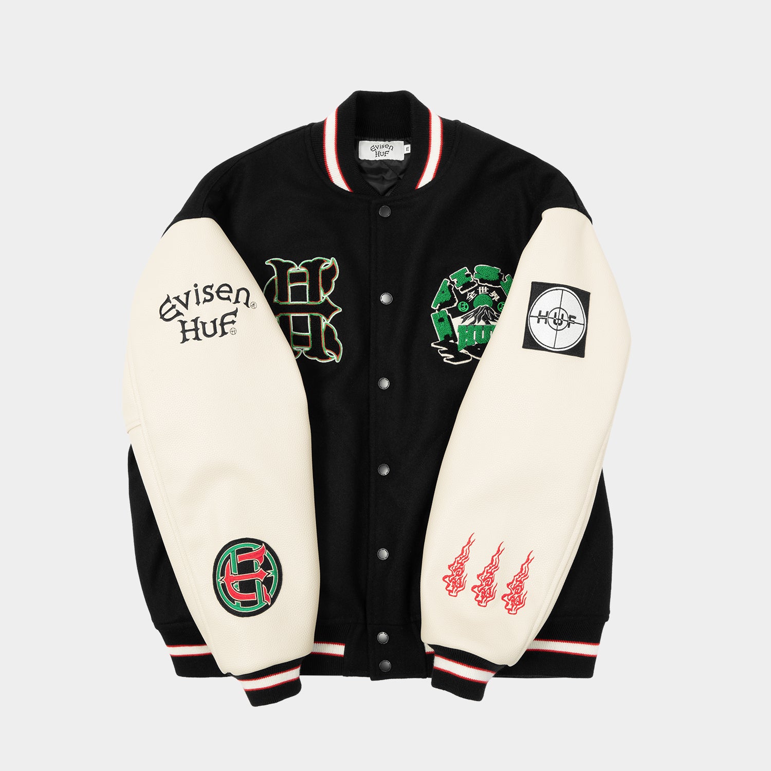 HUF (ハフ) Worldwide JP /JACKETS（ジャケット）/ HUF X EVISEN STADIUM LOGO JACKET商品 / BLACK