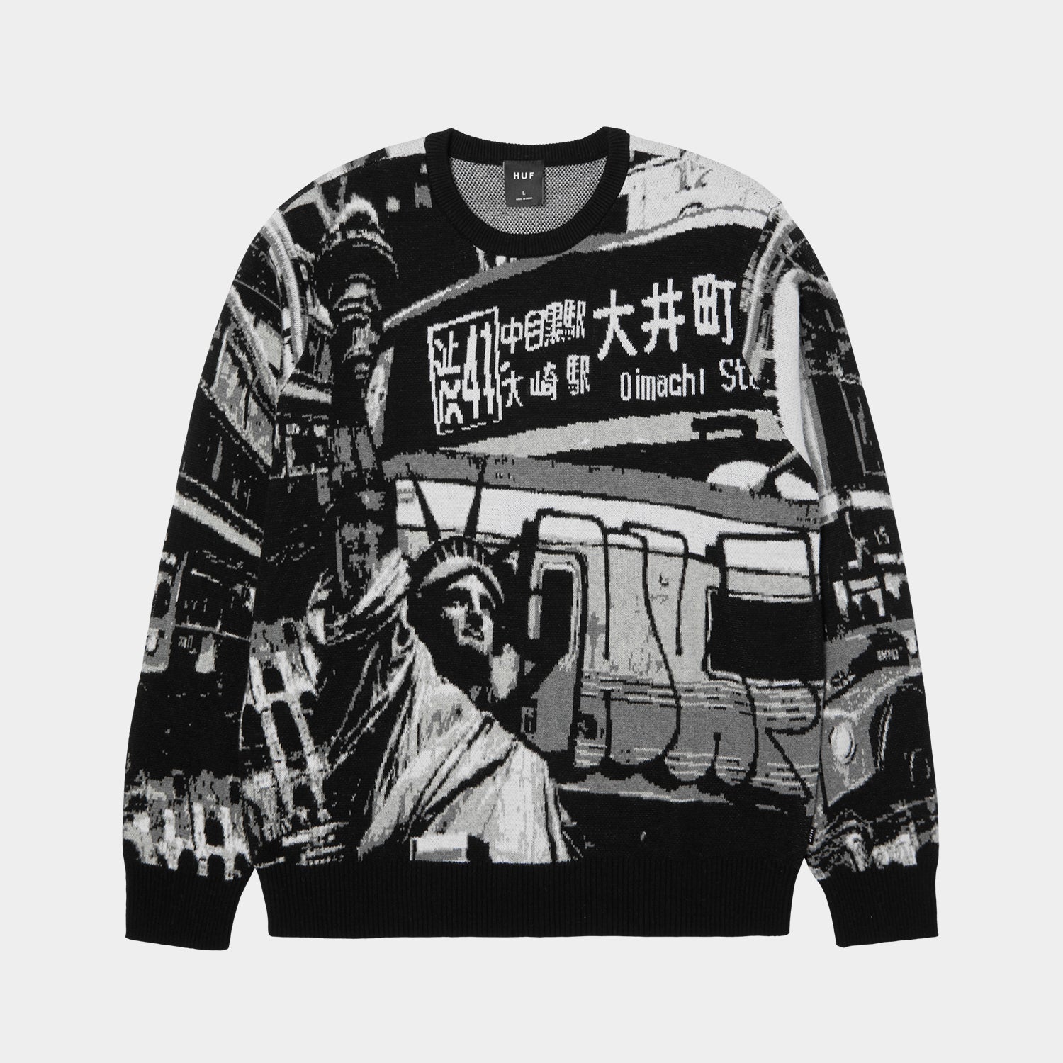 HUF (ハフ) Worldwide JP /KNITS & SWEATERS（ニット&セーター）/ WORLDWIDE COMMUTER SWEATER商品 / BLACK