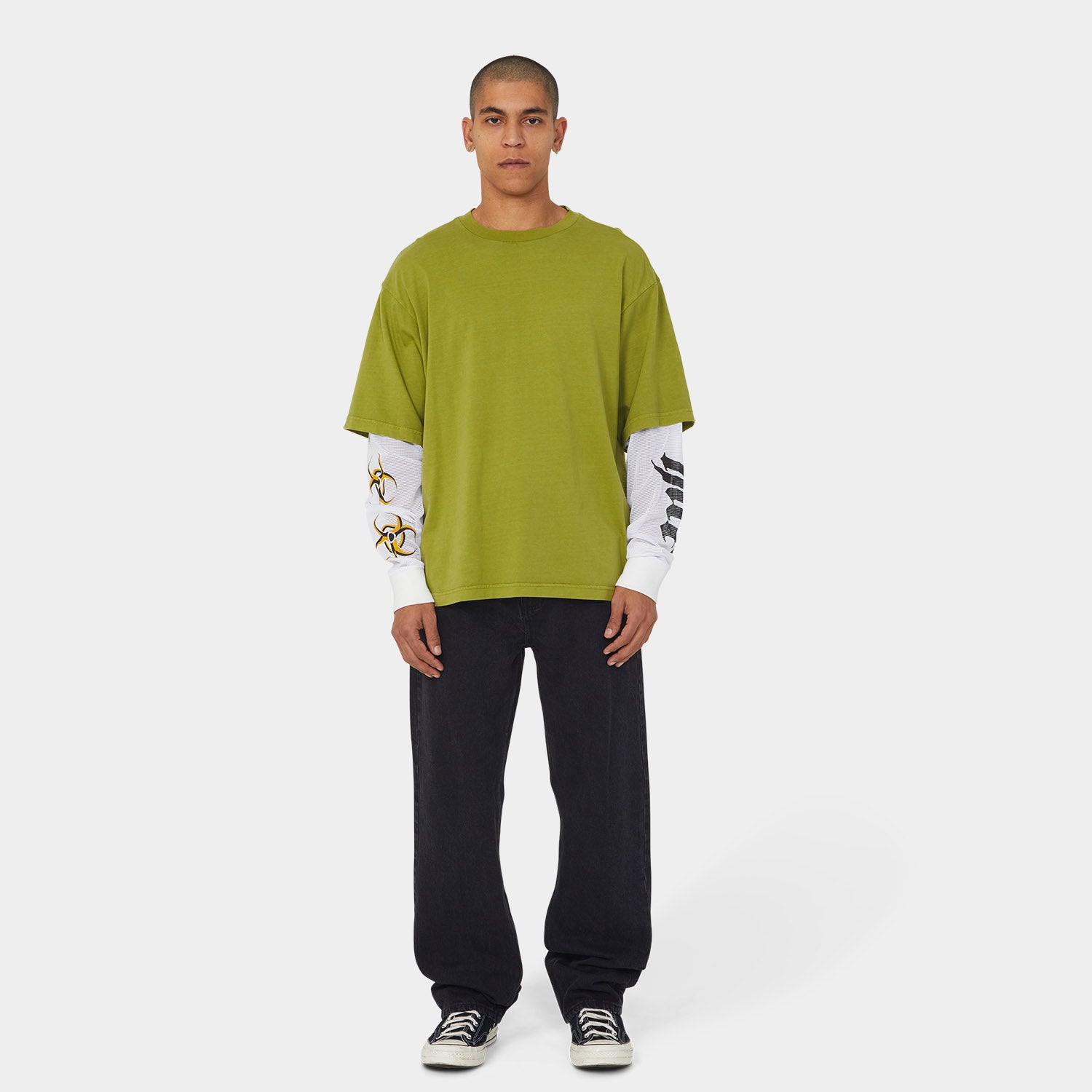 HUF (ハフ) Worldwide JP /TOPS & SHIRTS（トップス&シャツ）/ LEON LS DOUBLE LAYER TOP商品 / ACID GREEN