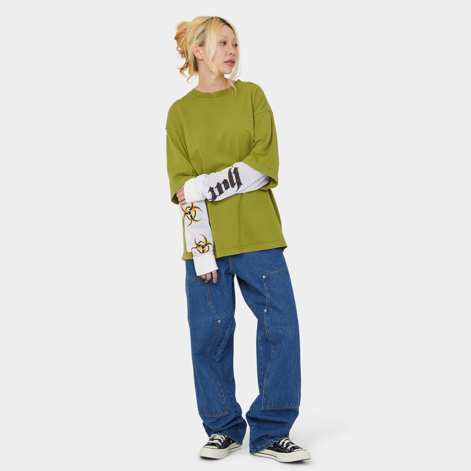 HUF (ハフ) Worldwide JP /TOPS & SHIRTS（トップス&シャツ）/ LEON LS DOUBLE LAYER TOP商品 / ACID GREEN