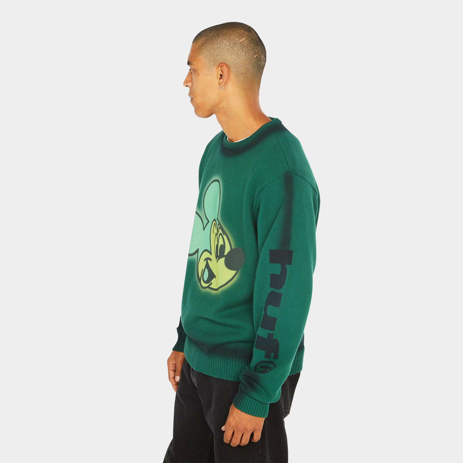 DISNEY | HUF MICKEY SPRAY CREWNECK SWEATER｜KNITS & SWEATERS