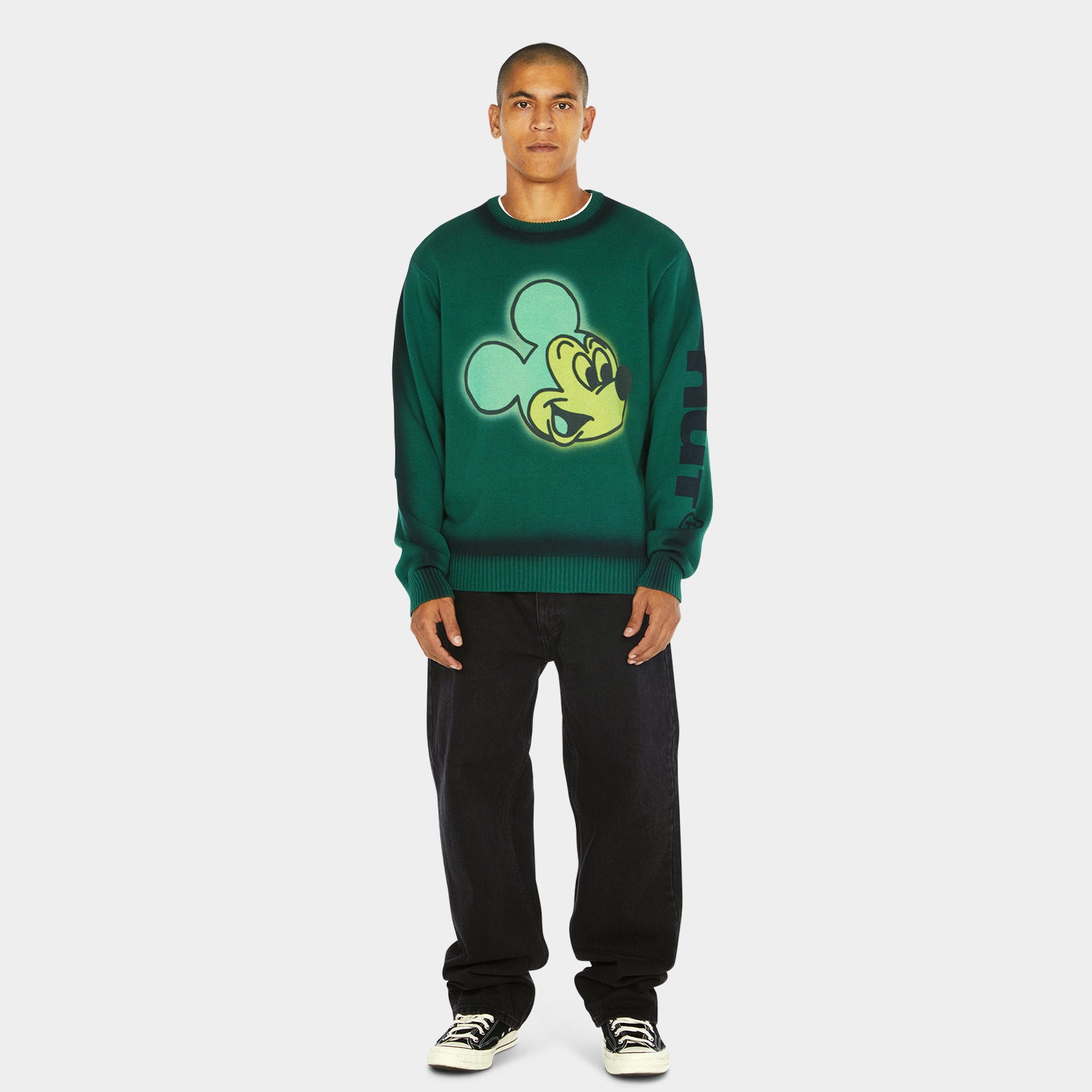 DISNEY | HUF MICKEY SPRAY CREWNECK SWEATER｜KNITS & SWEATERS