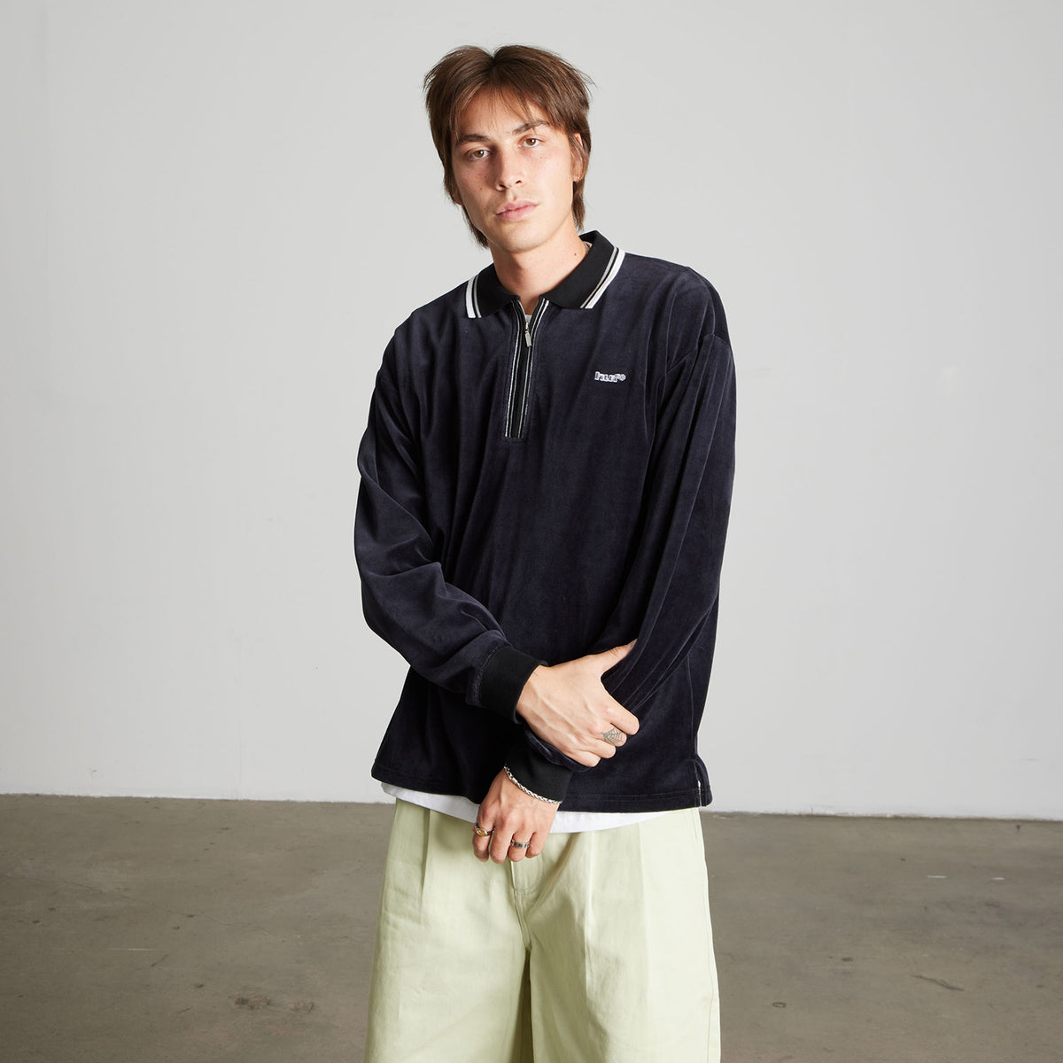 HUF (ハフ) Worldwide JP /TOPS & SHIRTS（トップス&シャツ）/ PARKER VELOUR LS POLO商品 / BROWN