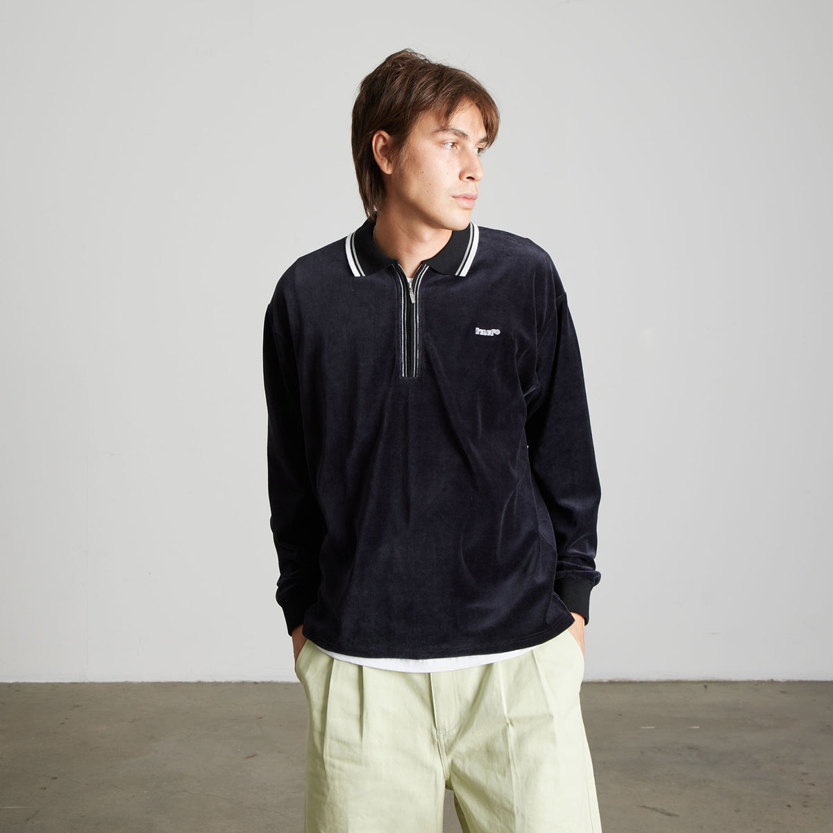 HUF (ハフ) Worldwide JP /TOPS & SHIRTS（トップス&シャツ）/ PARKER VELOUR LS POLO商品 / BROWN